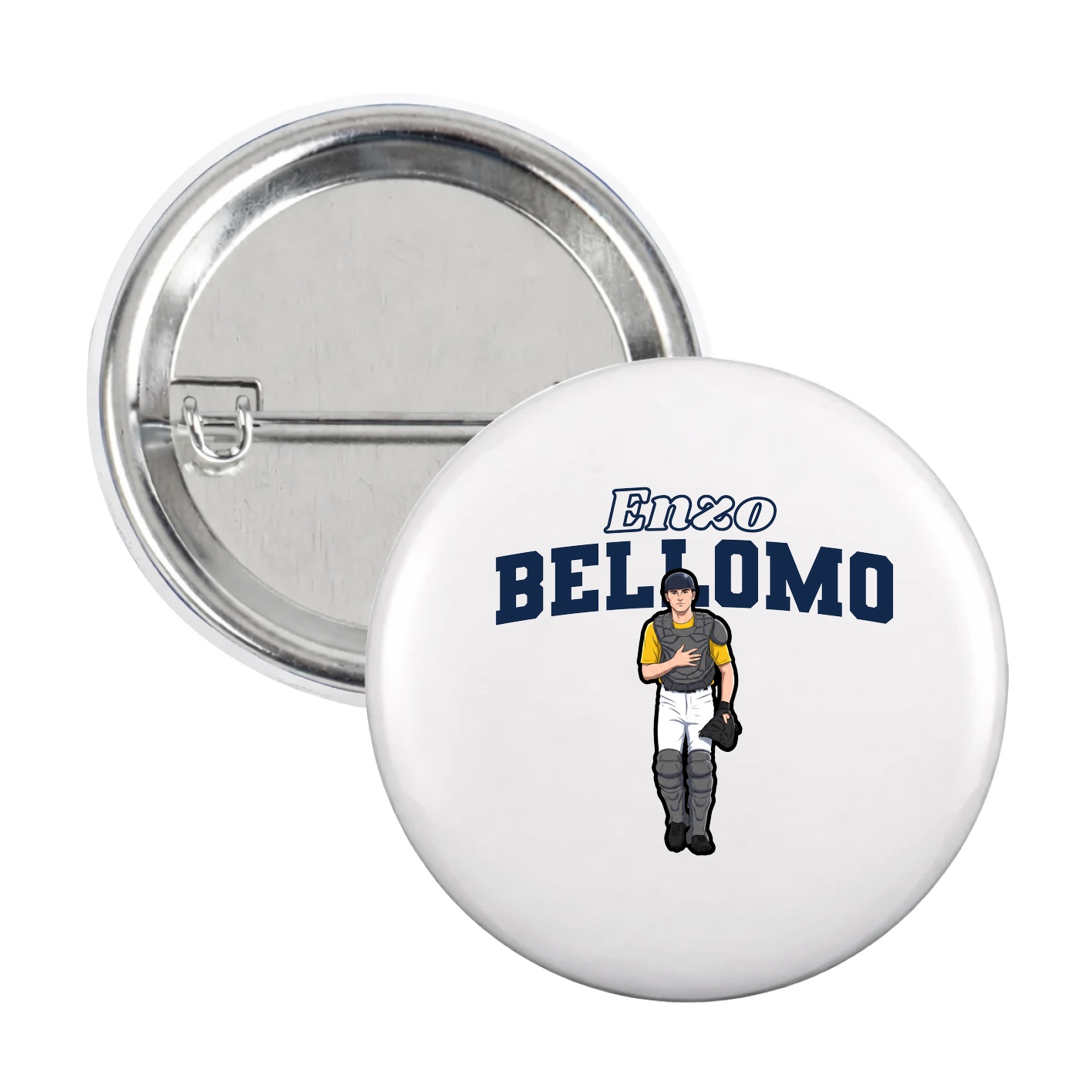 Game Day Button — Name Arch in White