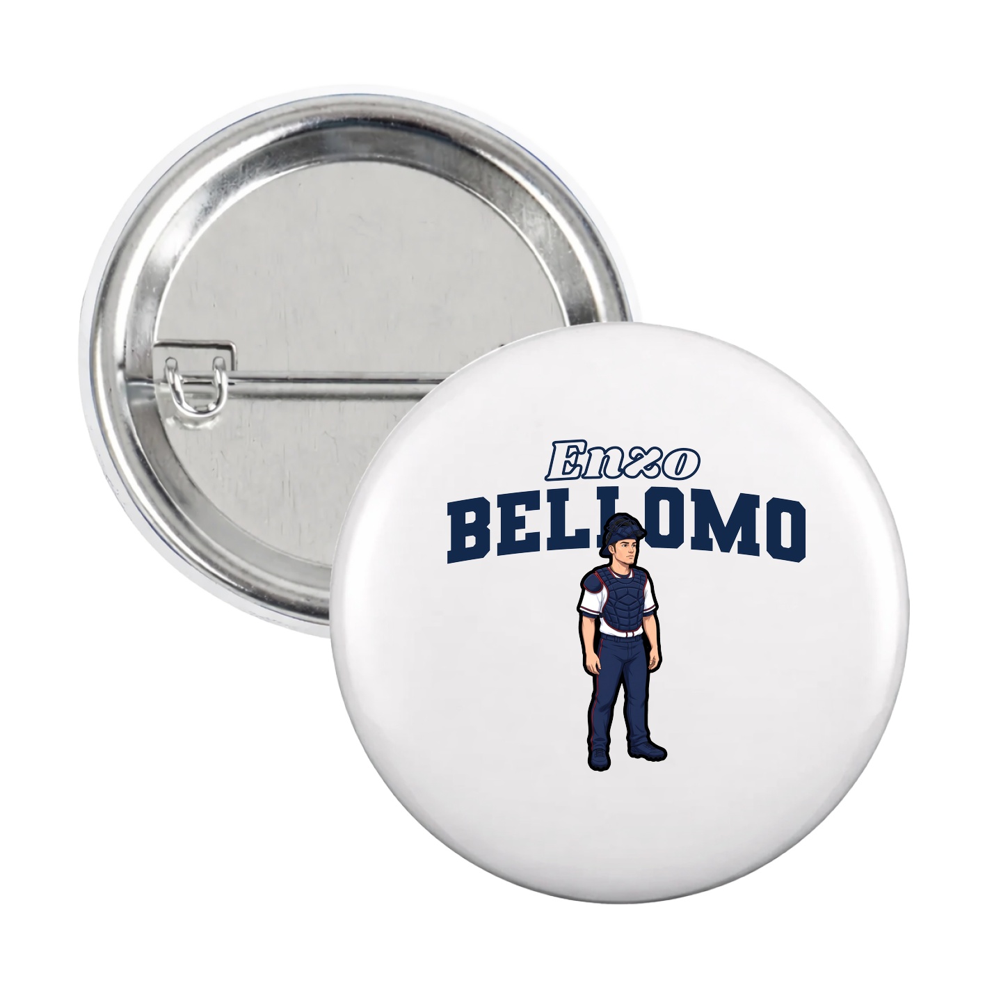 Game Day Button — Name Arch in White