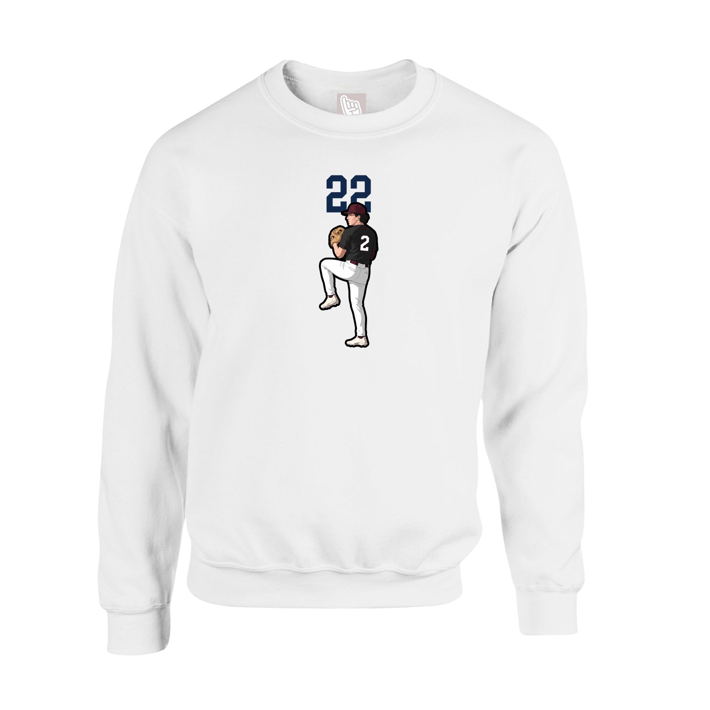 Fleece Crew — Number Top in White