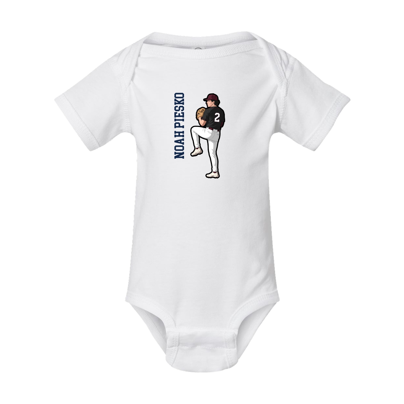Baby Onesie — Name Vertical in White
