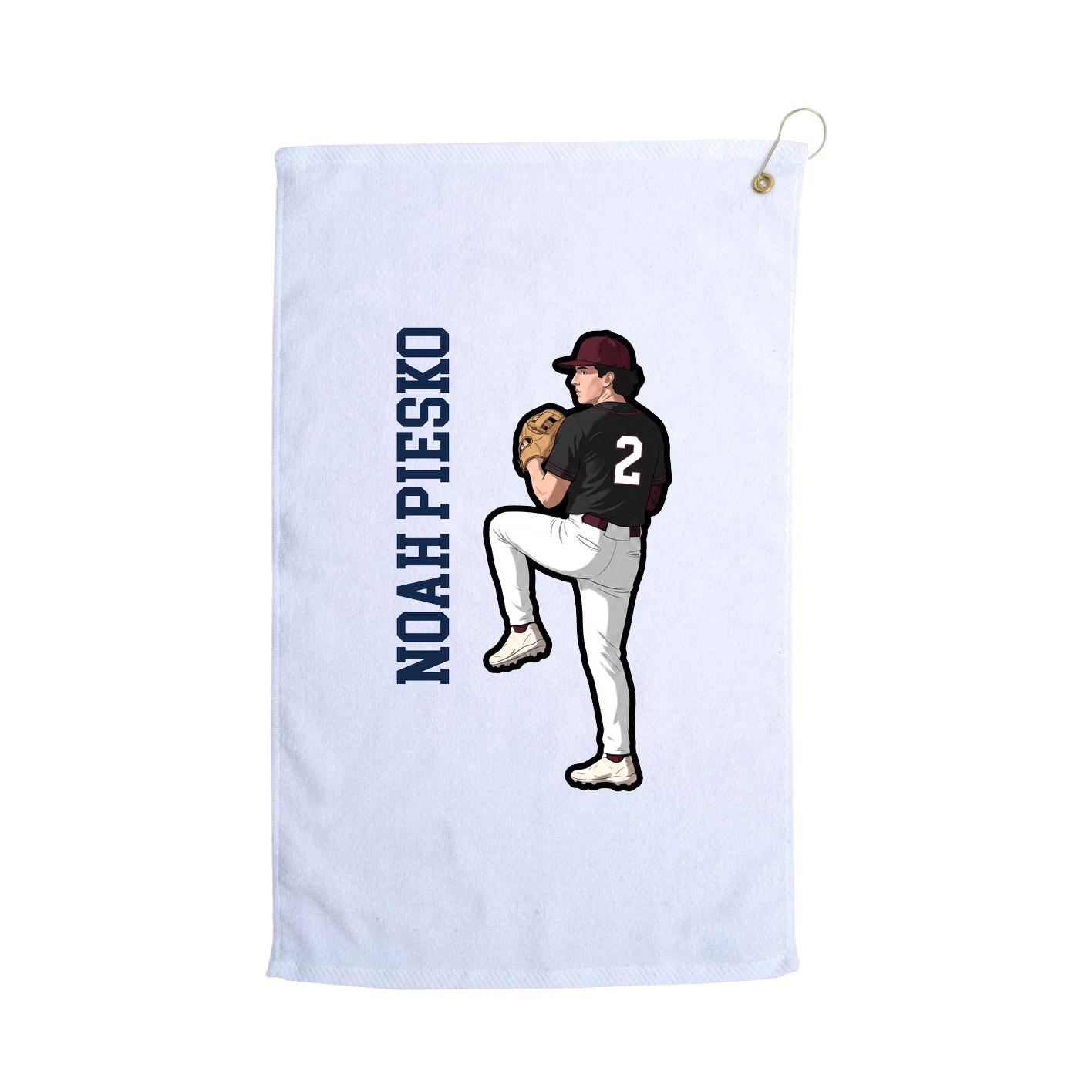 Golf Towel — Name Vertical in White