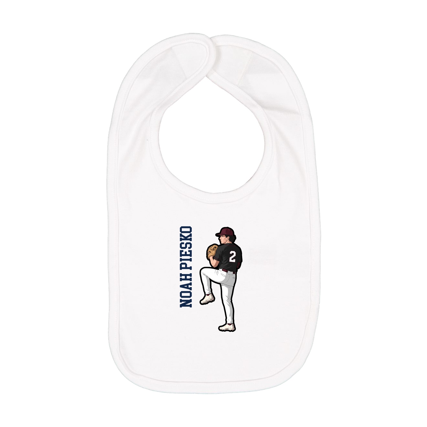 Infant Bib — Name Vertical in White