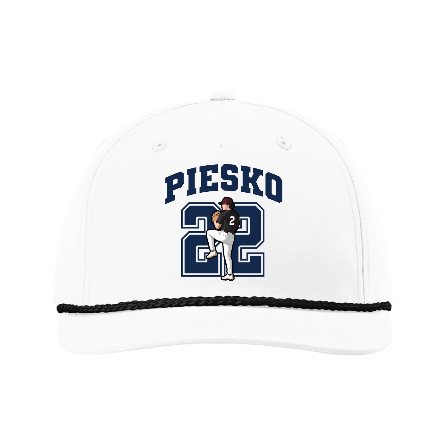 Five-Panel Classic Rope Cap — Number in White