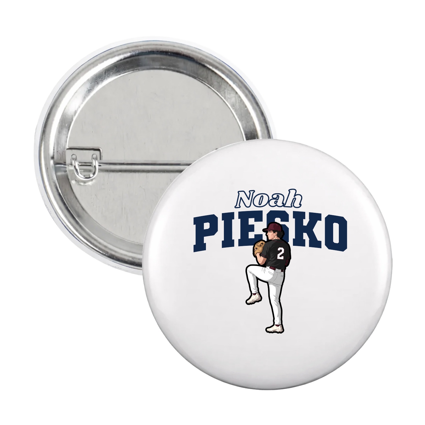 Game Day Button — Name Arch in White