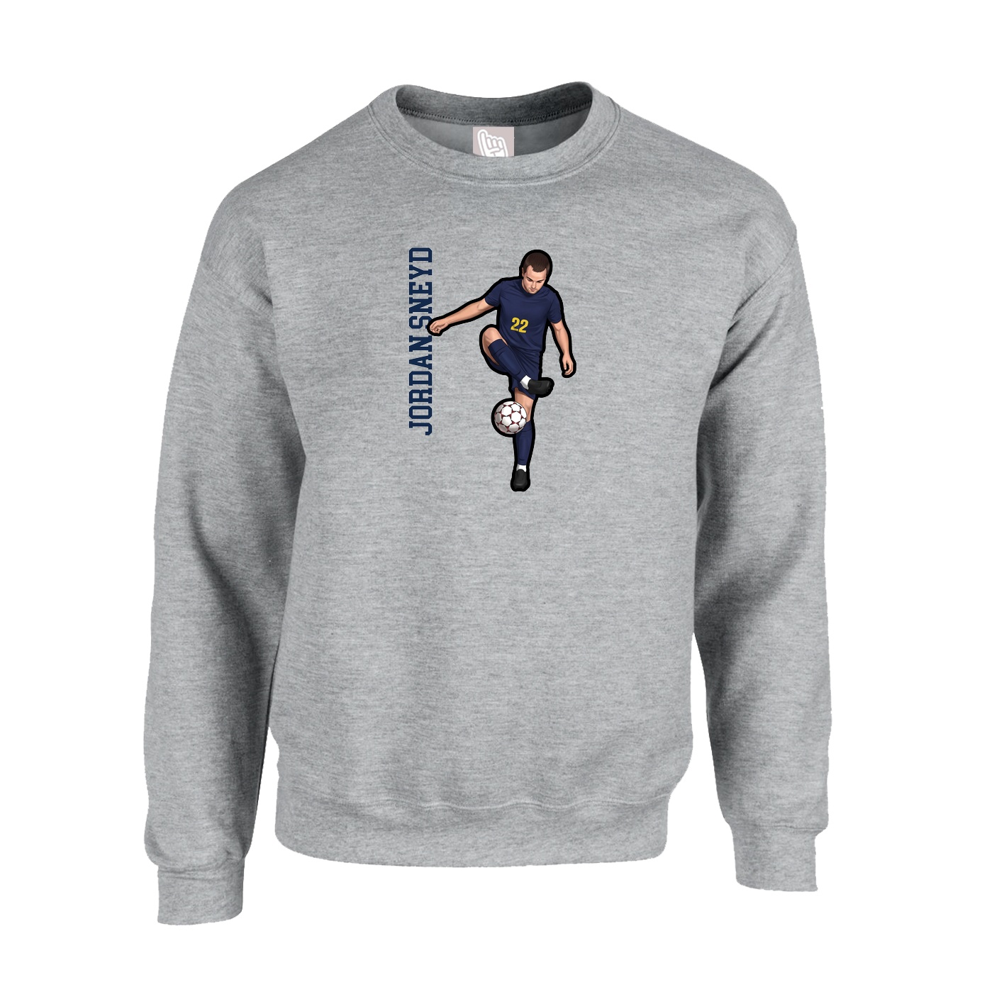 Fleece Crew — Name Vertical in Grey