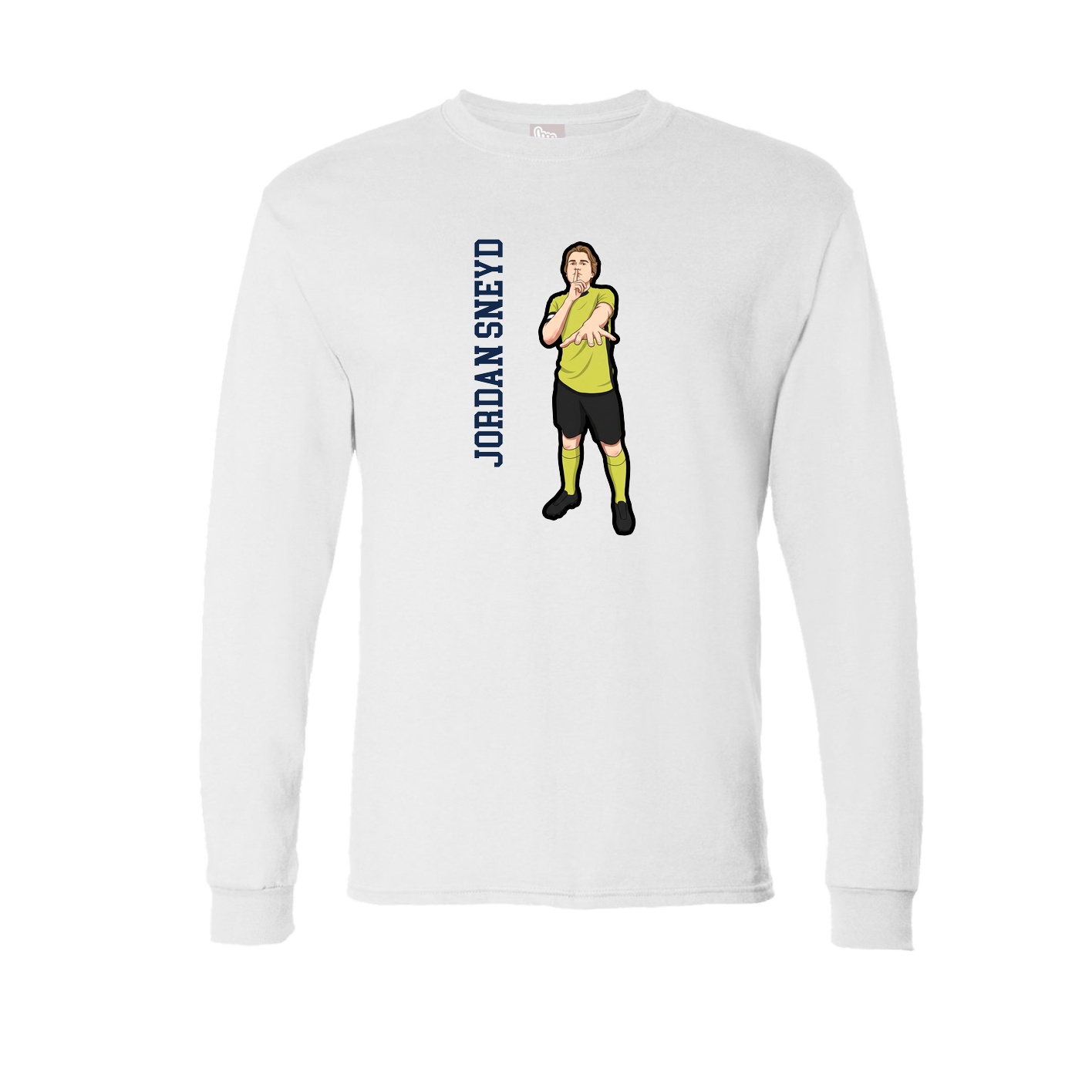 Long Sleeve Tee — Name Vertical in White