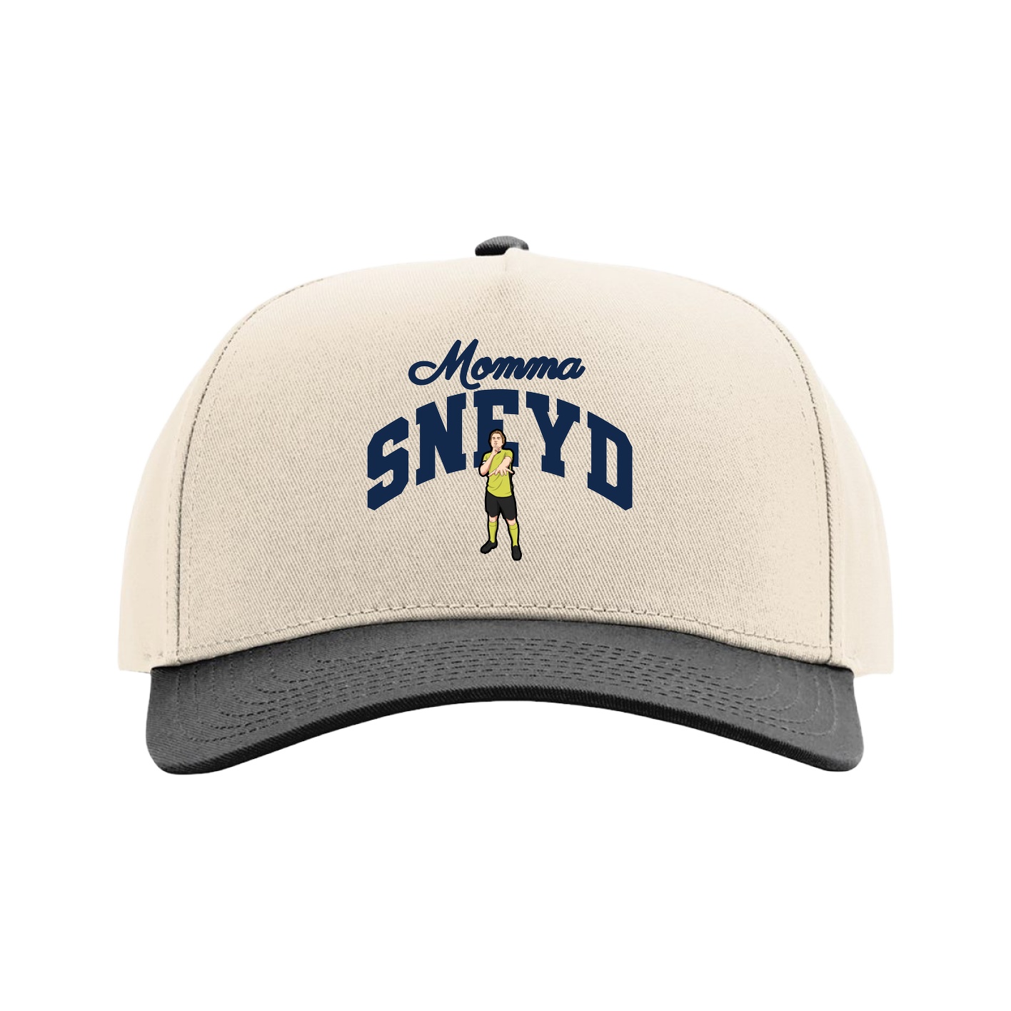 Full Fabric Five-Panel Champ Cap — Mothers Day Arch in Cream/Black