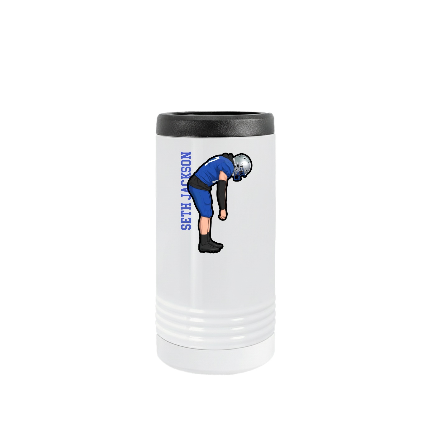 Slim Beverage Holder — Name Vertical in White