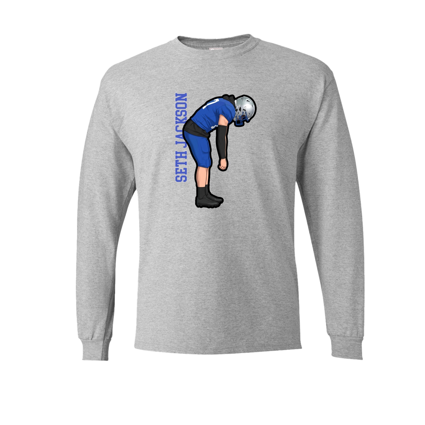 Long Sleeve Tee — Name Vertical in Grey