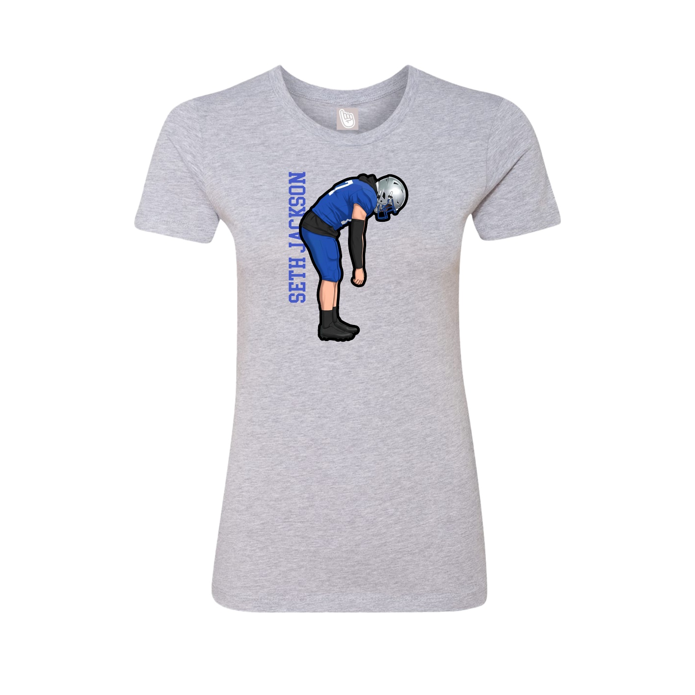 Fitted Women's Tee — Name Vertical in Grey
