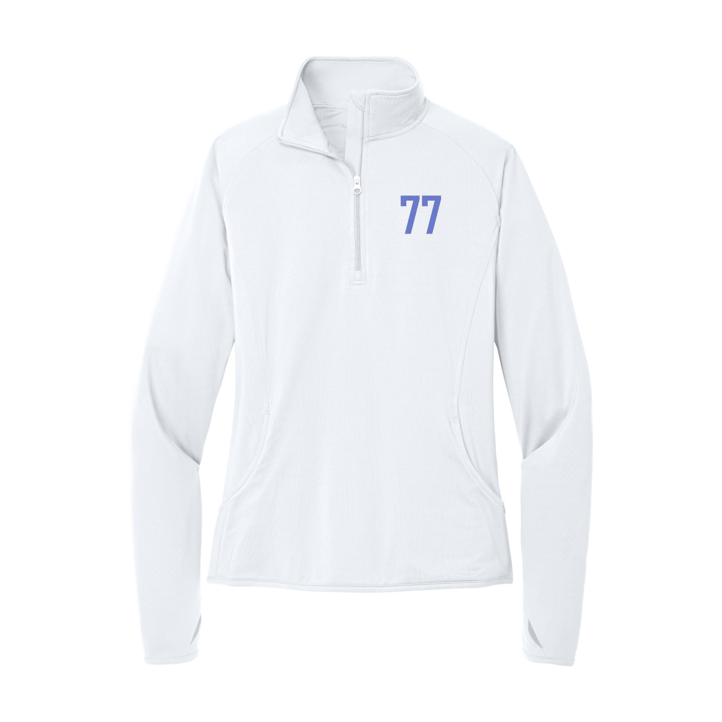 Women's Q-Zip Pullover — Front Shirsy in White