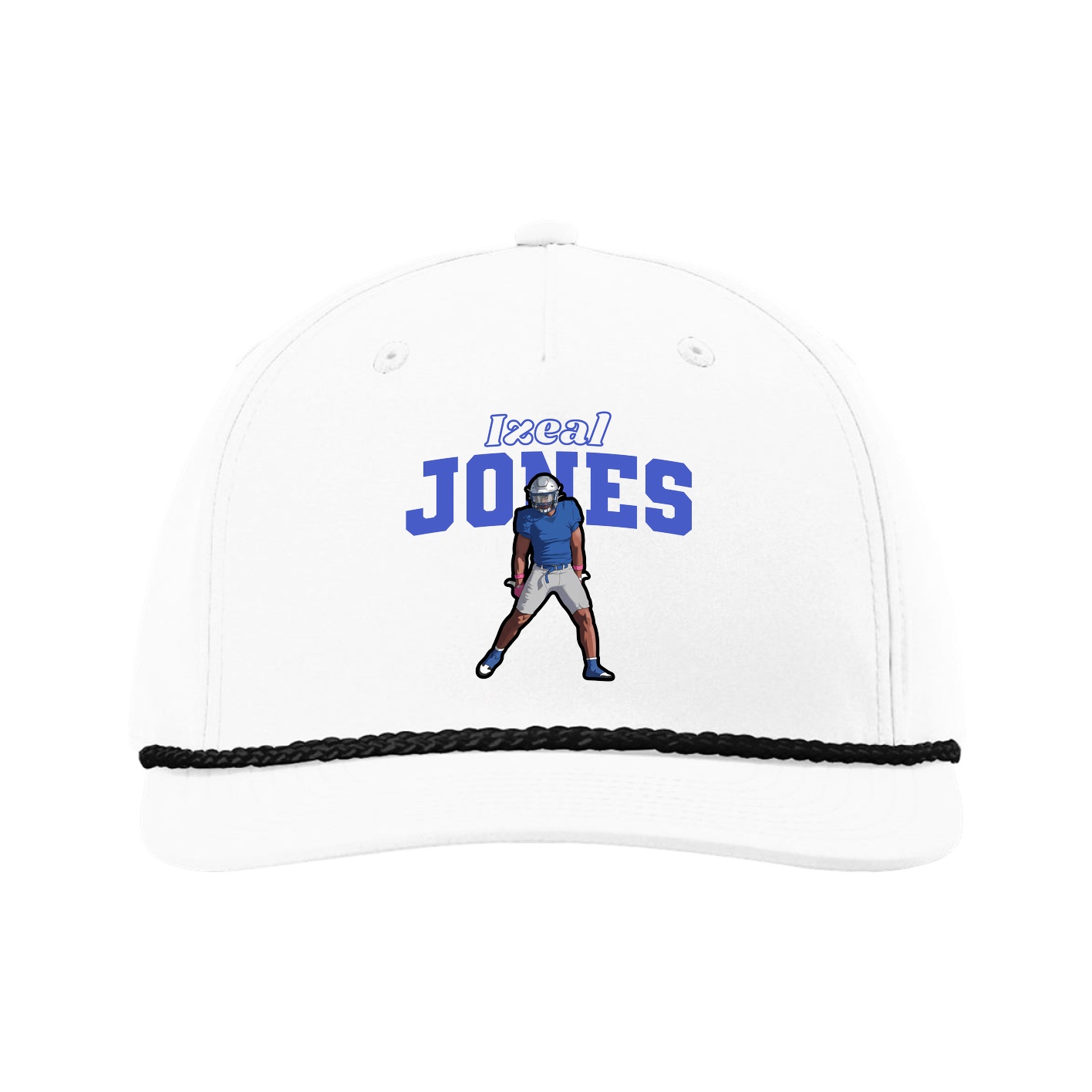 Five-Panel Classic Rope Cap — Name Arch in White