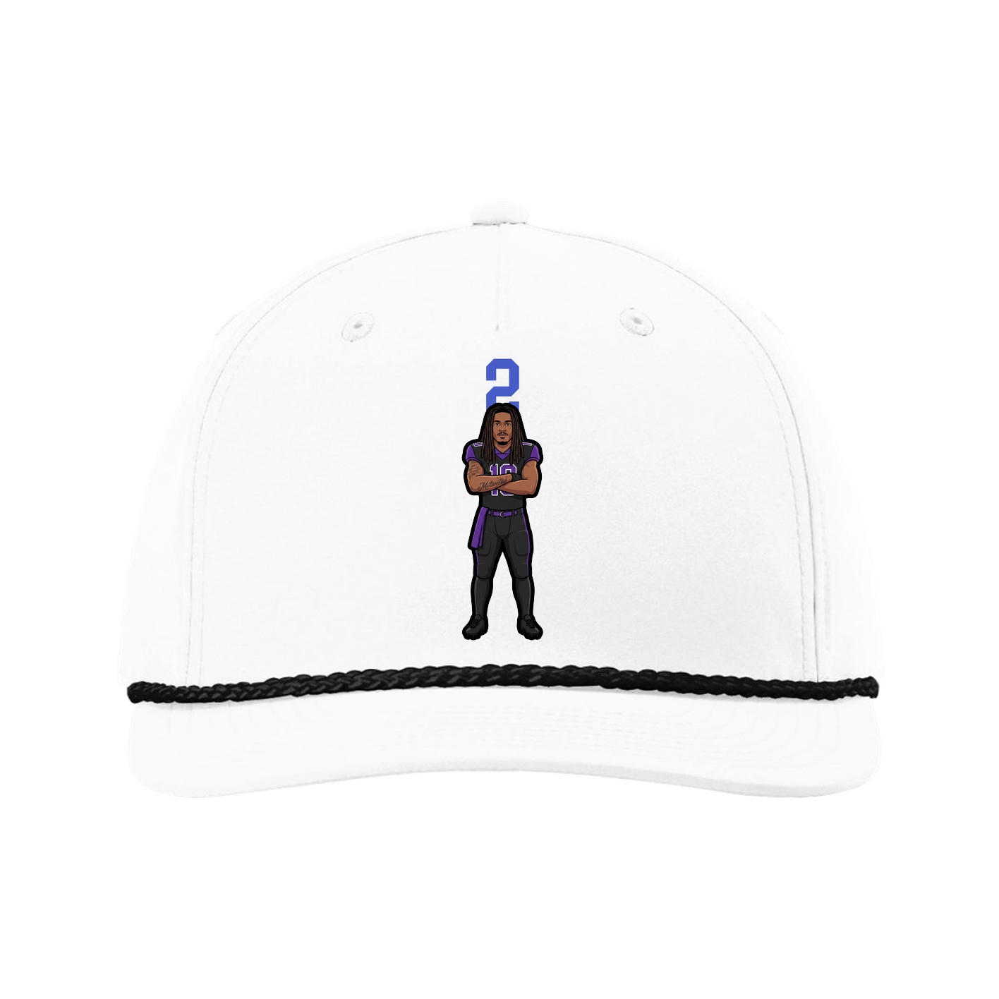 Five-Panel Classic Rope Cap — Number Top in White