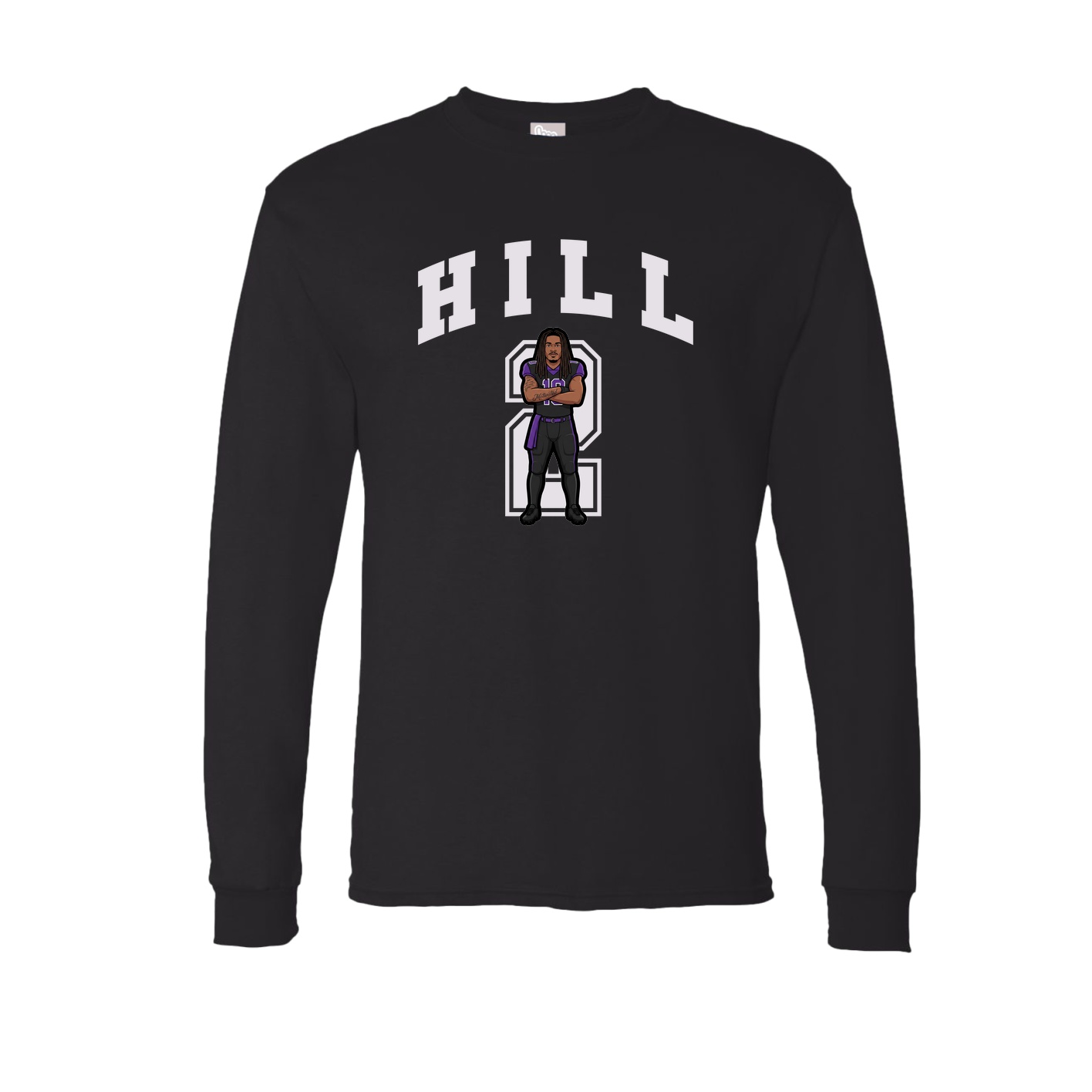 Long Sleeve Tee — Number in Black