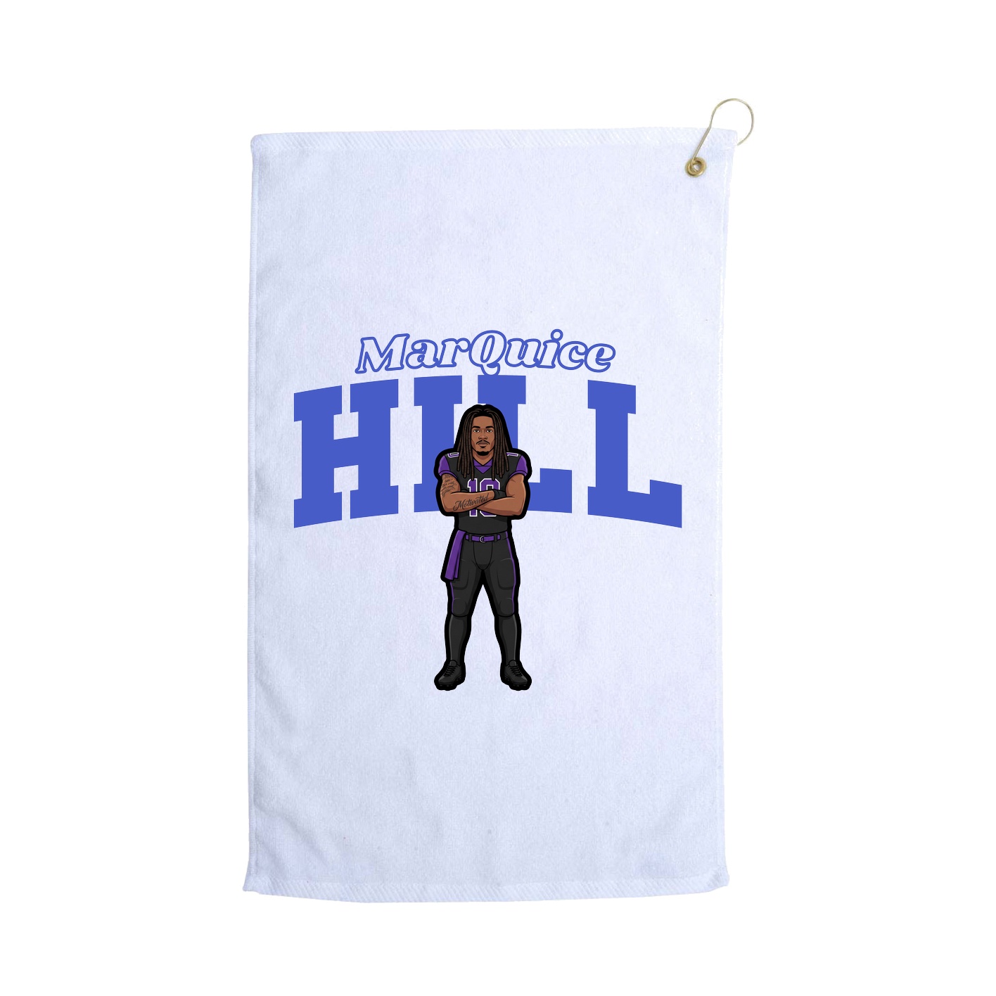 Golf Towel — Name Arch in White