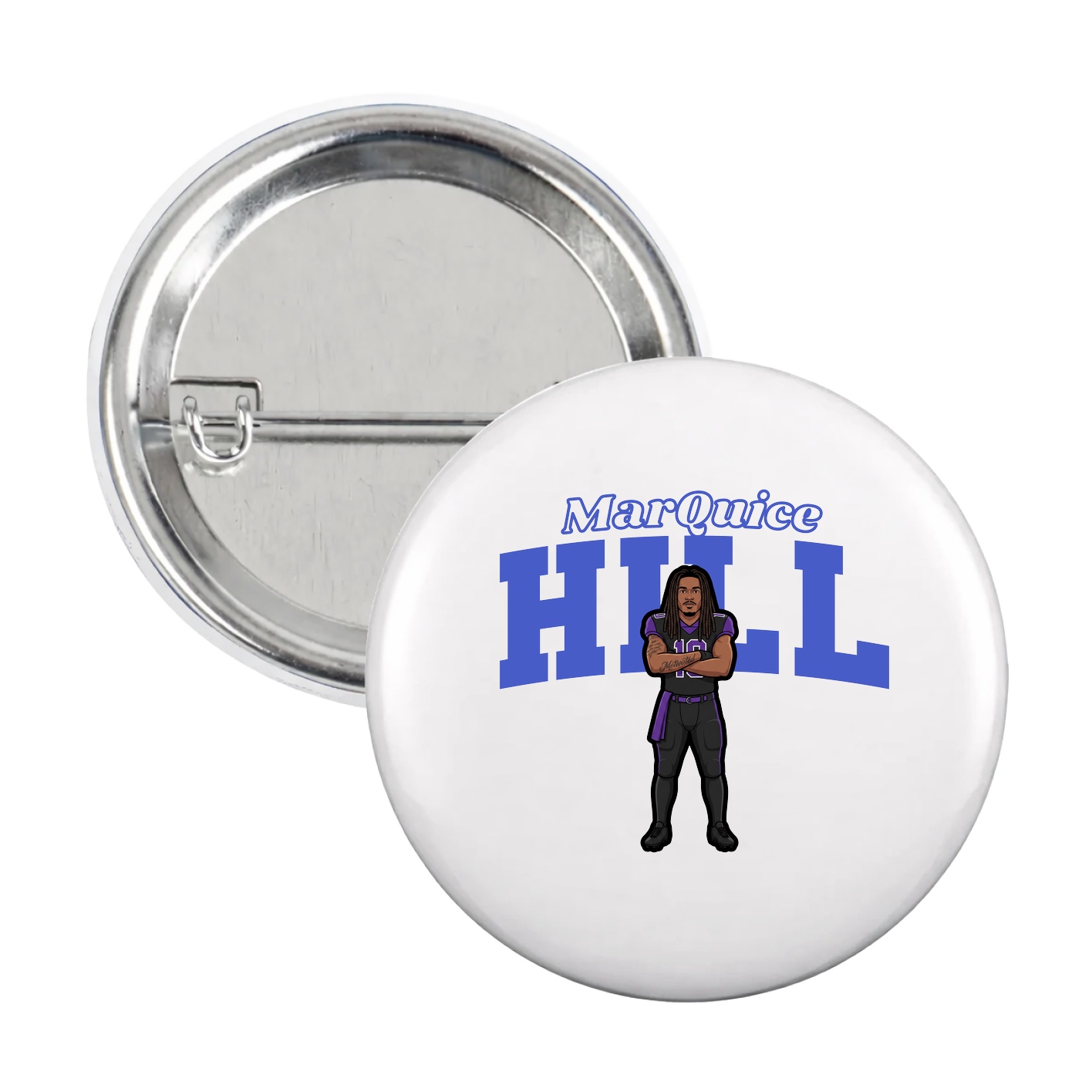 Game Day Button — Name Arch in White