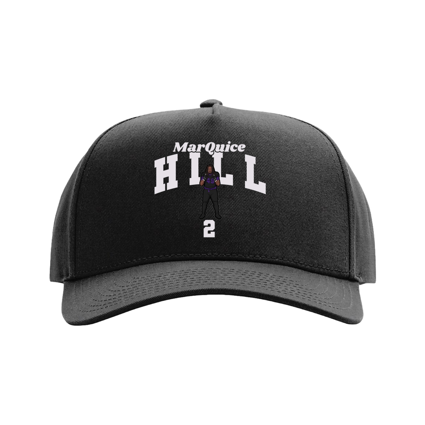Full Fabric Five-Panel Champ Cap — Signature Arch in Black