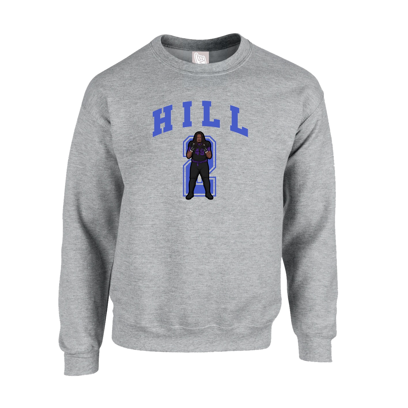 Fleece Crew — Number in Grey