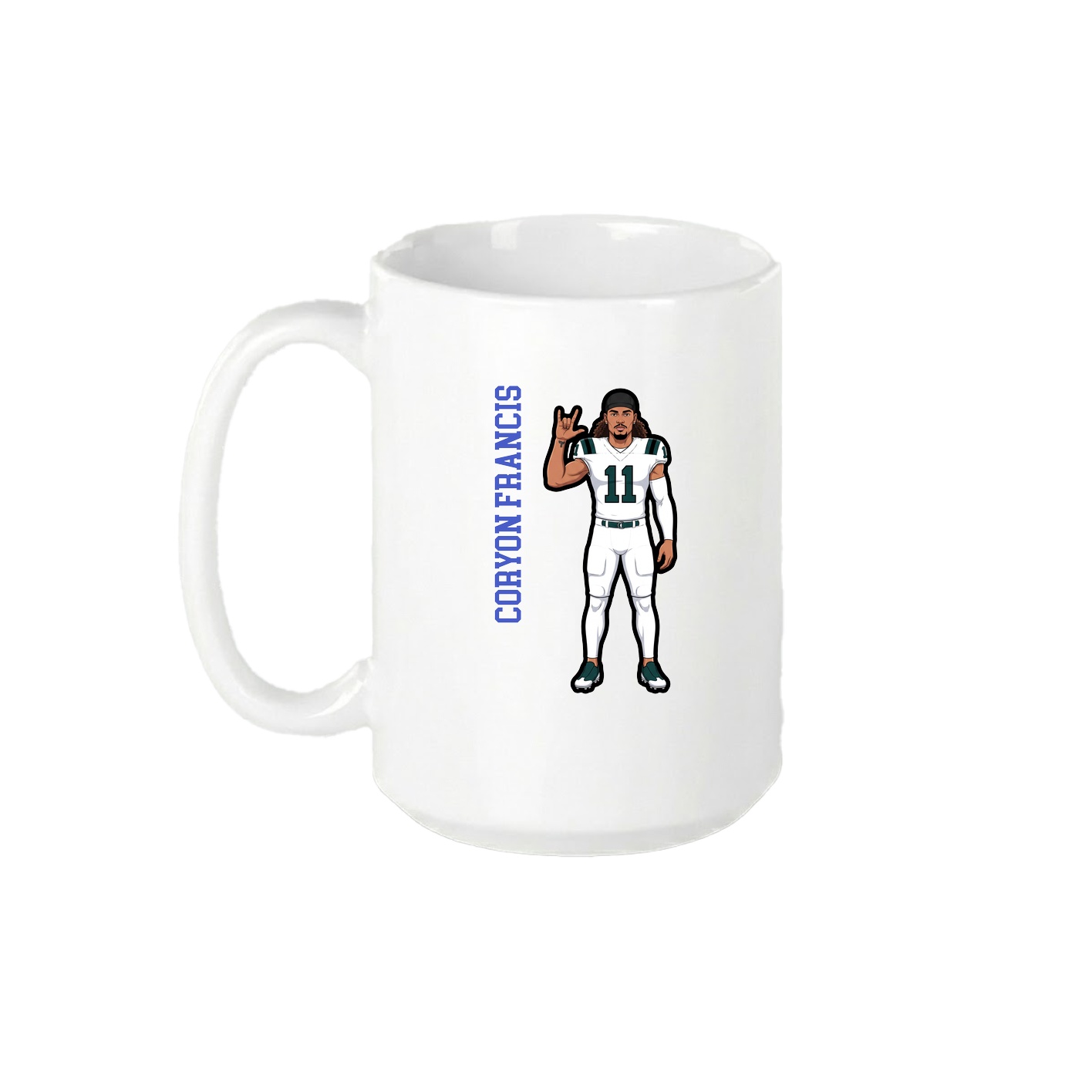 15oz Coffee Mug — Name Vertical in White