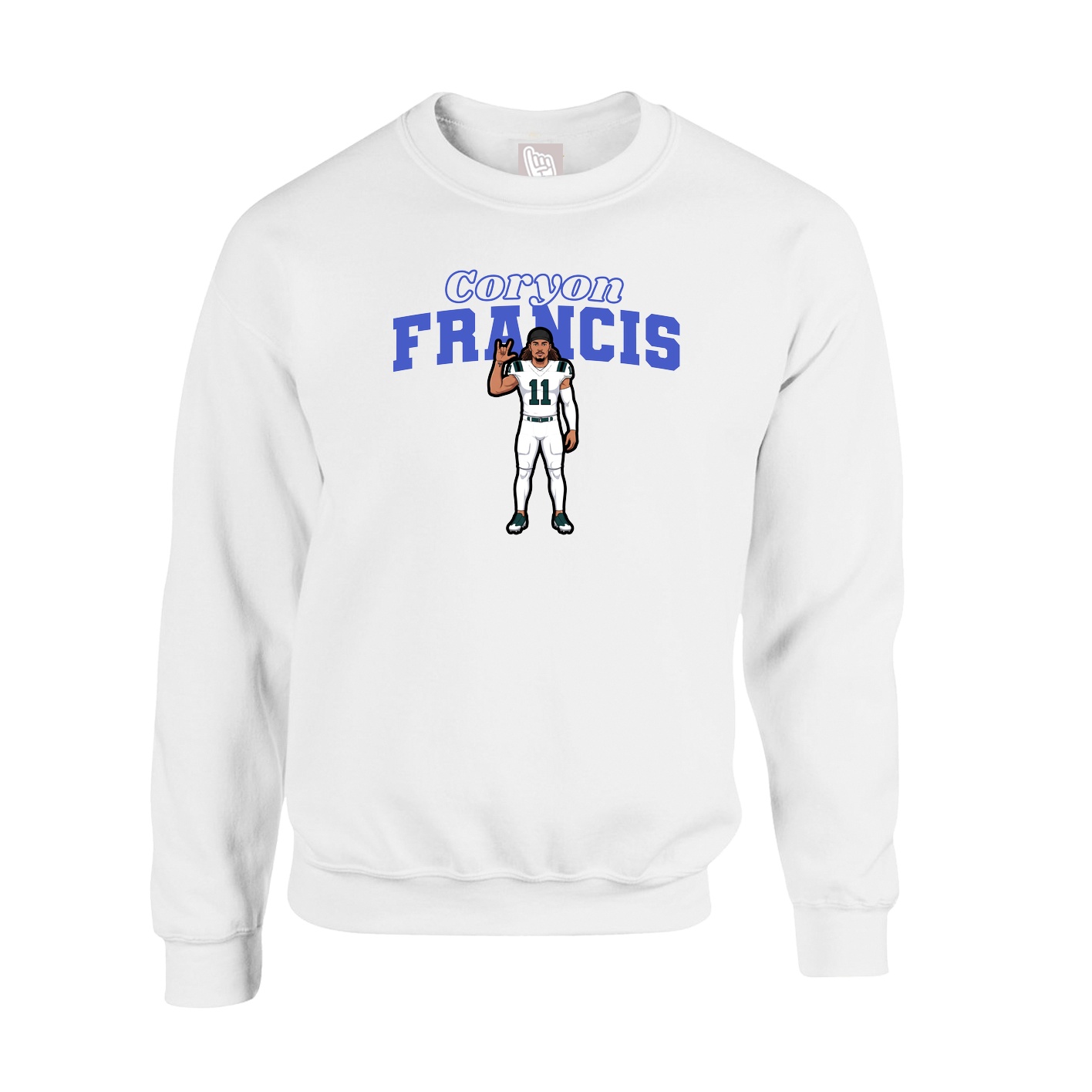Fleece Crew — Name Arch in White