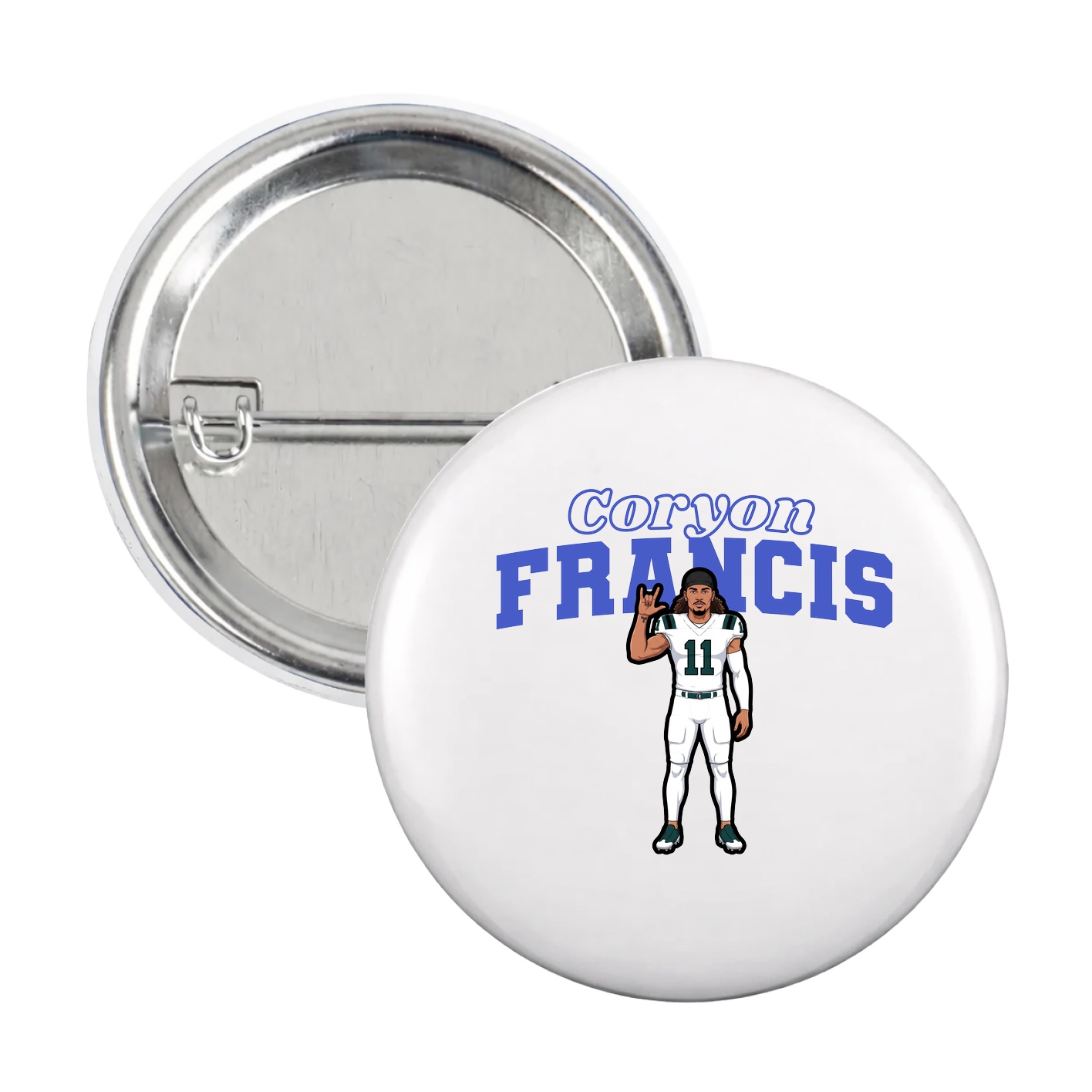 Game Day Button — Name Arch in White