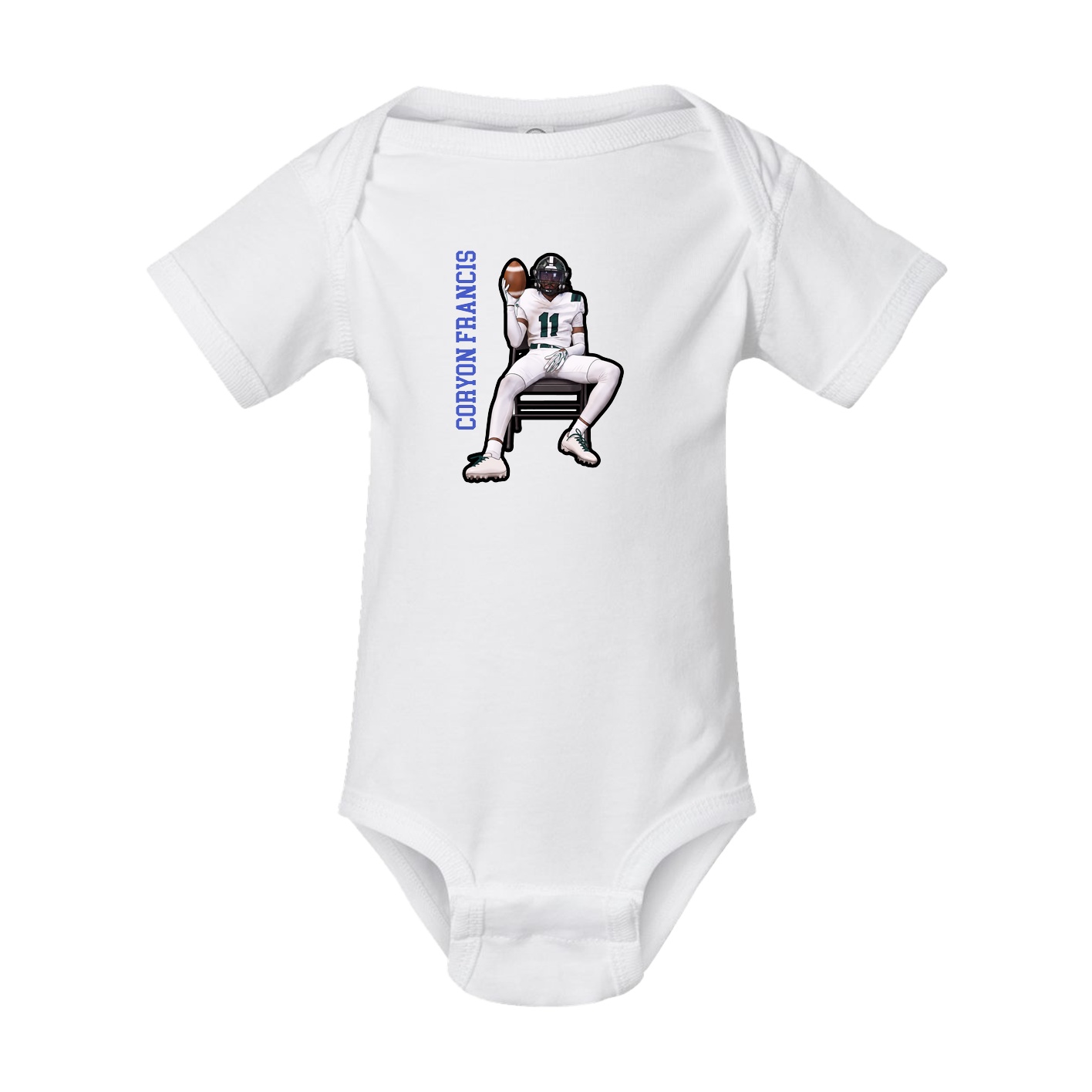 Baby Onesie — Name Vertical in White