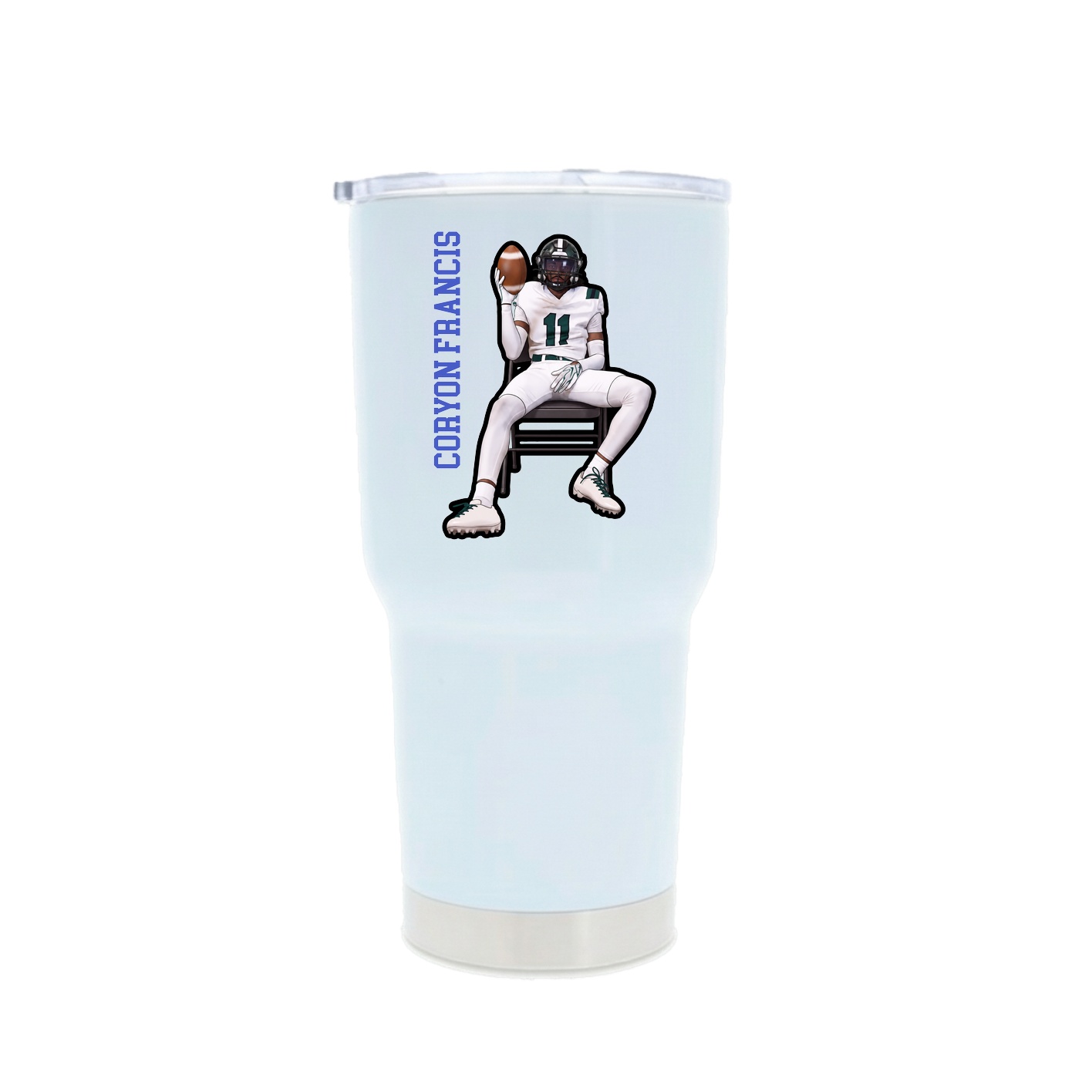 30oz Stainless Steel Tumbler — Name Vertical in White
