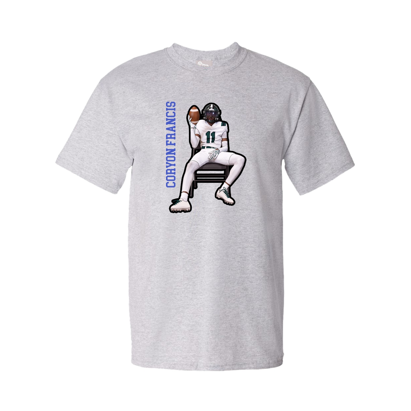 Tee — Name Vertical in Grey