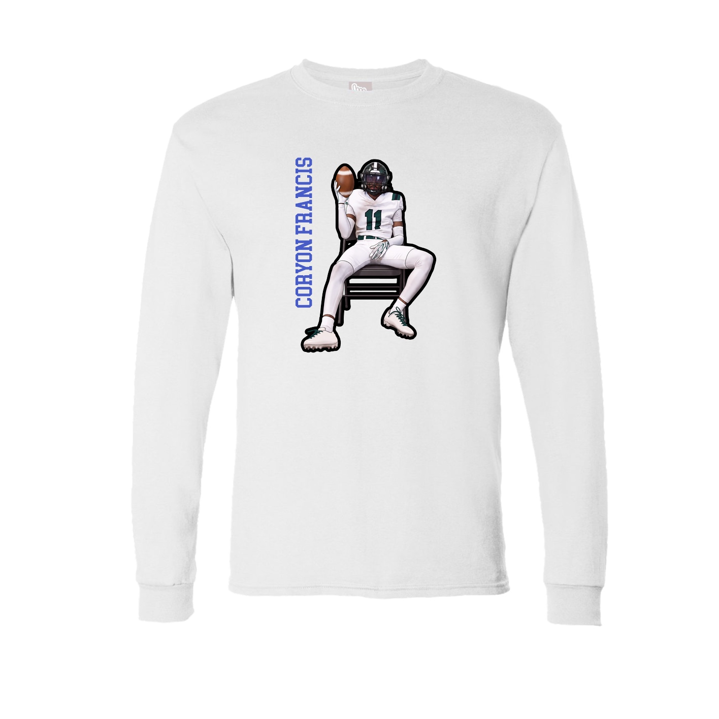 Long Sleeve Tee — Name Vertical in White