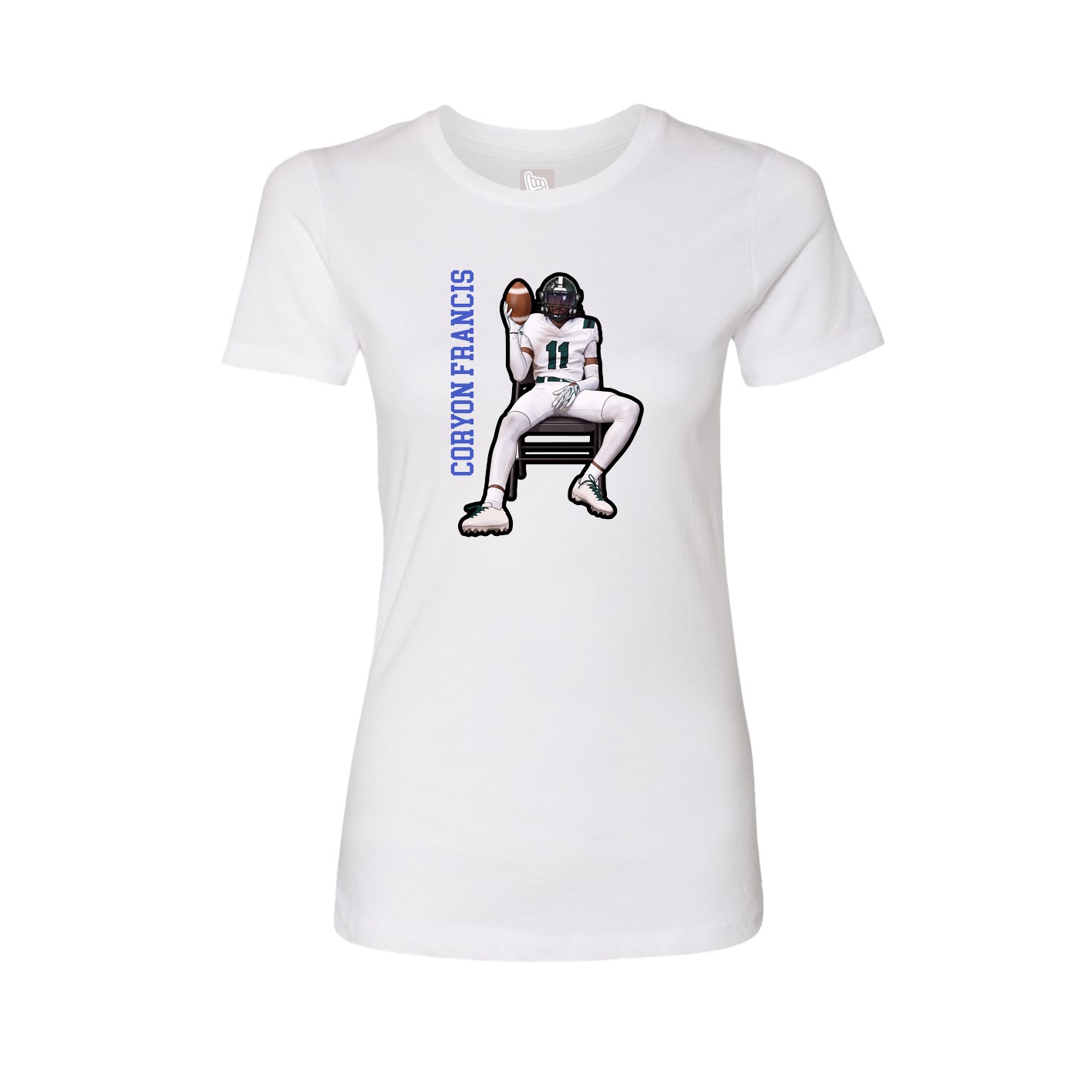 Fitted Women's Tee — Name Vertical in White