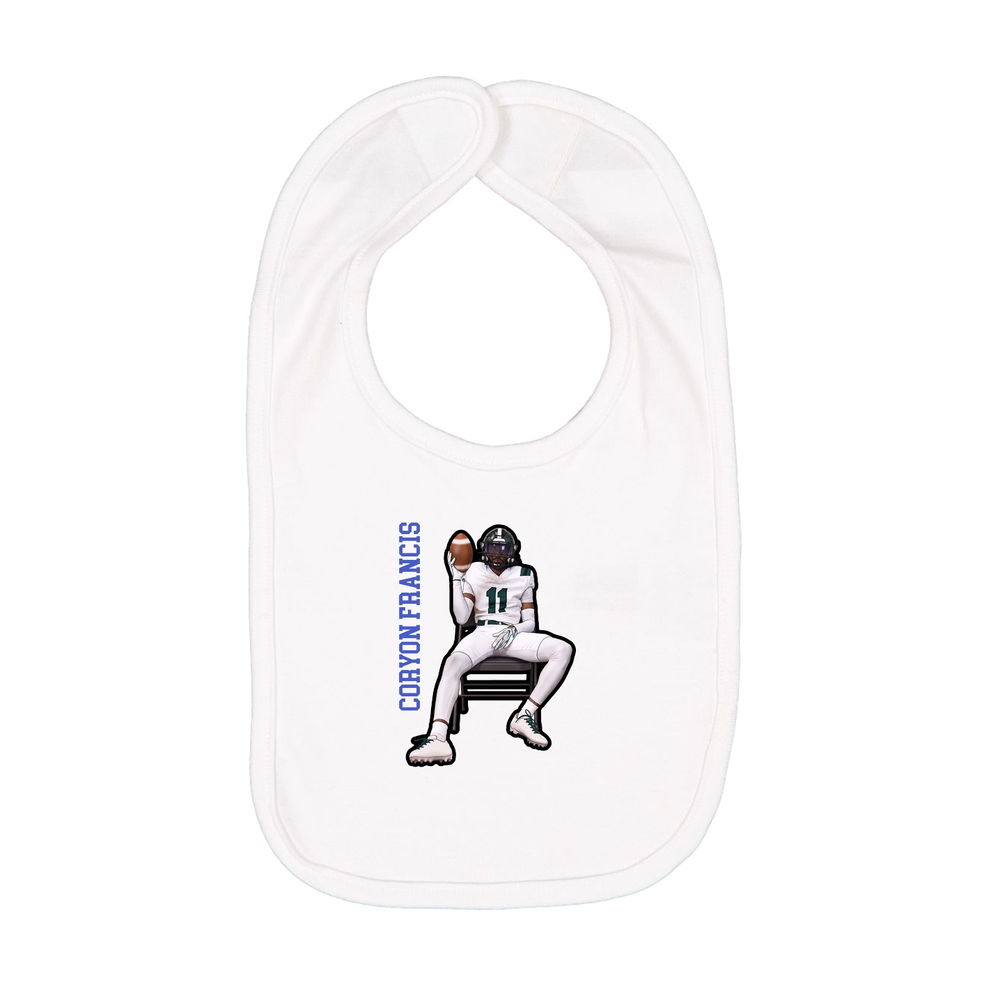 Infant Bib — Name Vertical in White