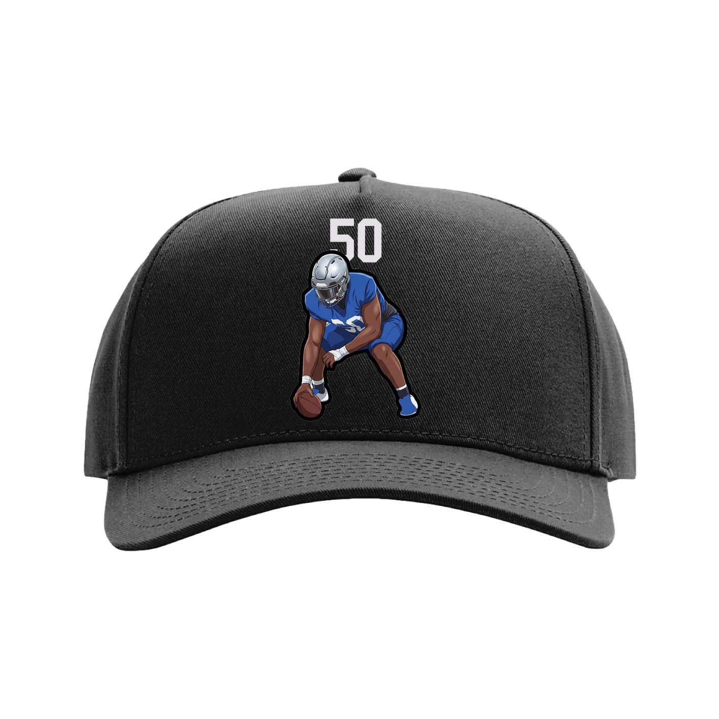 Full Fabric Five-Panel Champ Cap — Number Top in Black