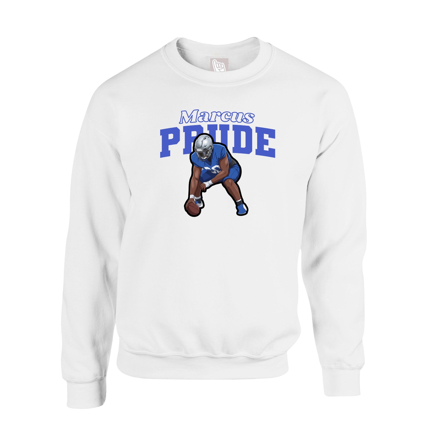 Fleece Crew — Name Arch in White