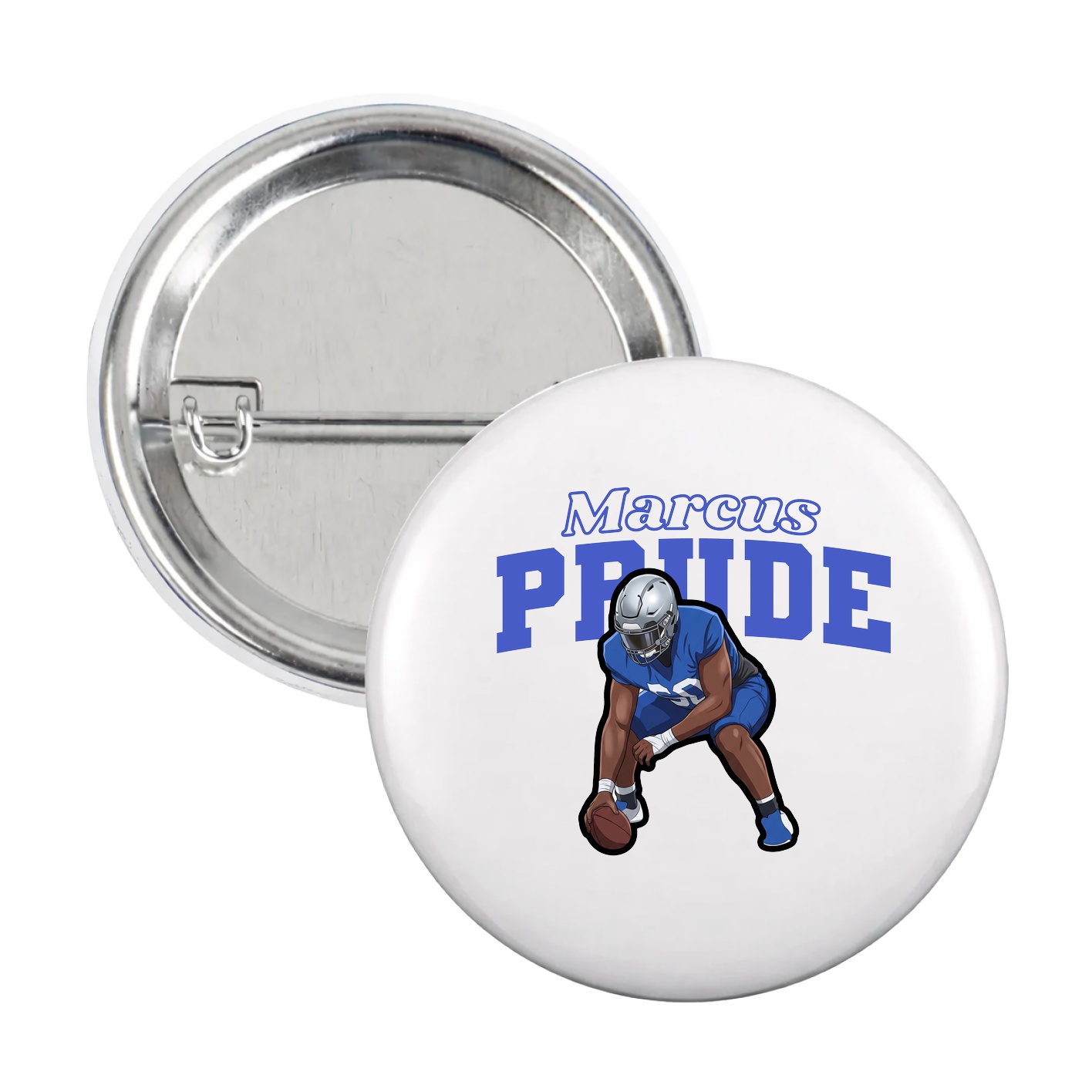 Game Day Button — Name Arch in White