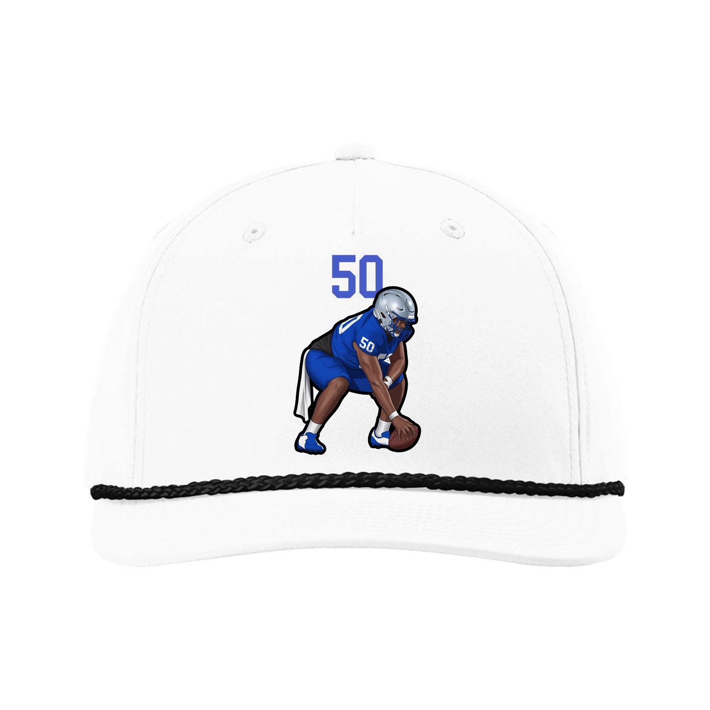 Five-Panel Classic Rope Cap — Number Top in White