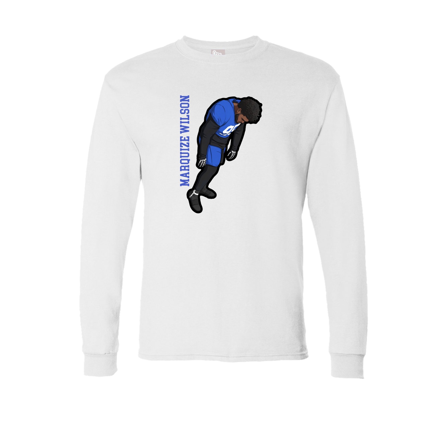 Long Sleeve Tee — Name Vertical in White