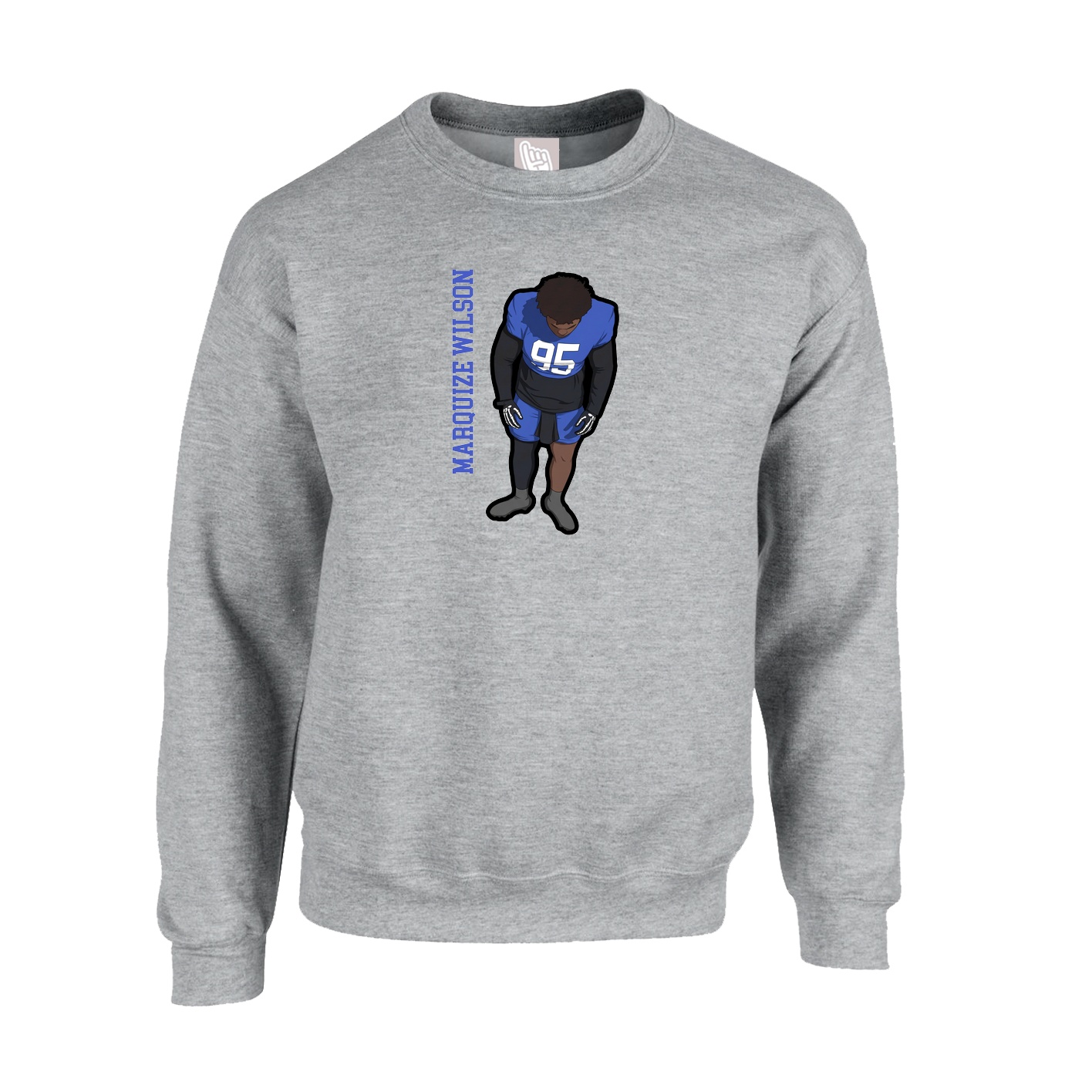 Fleece Crew — Name Vertical in Grey