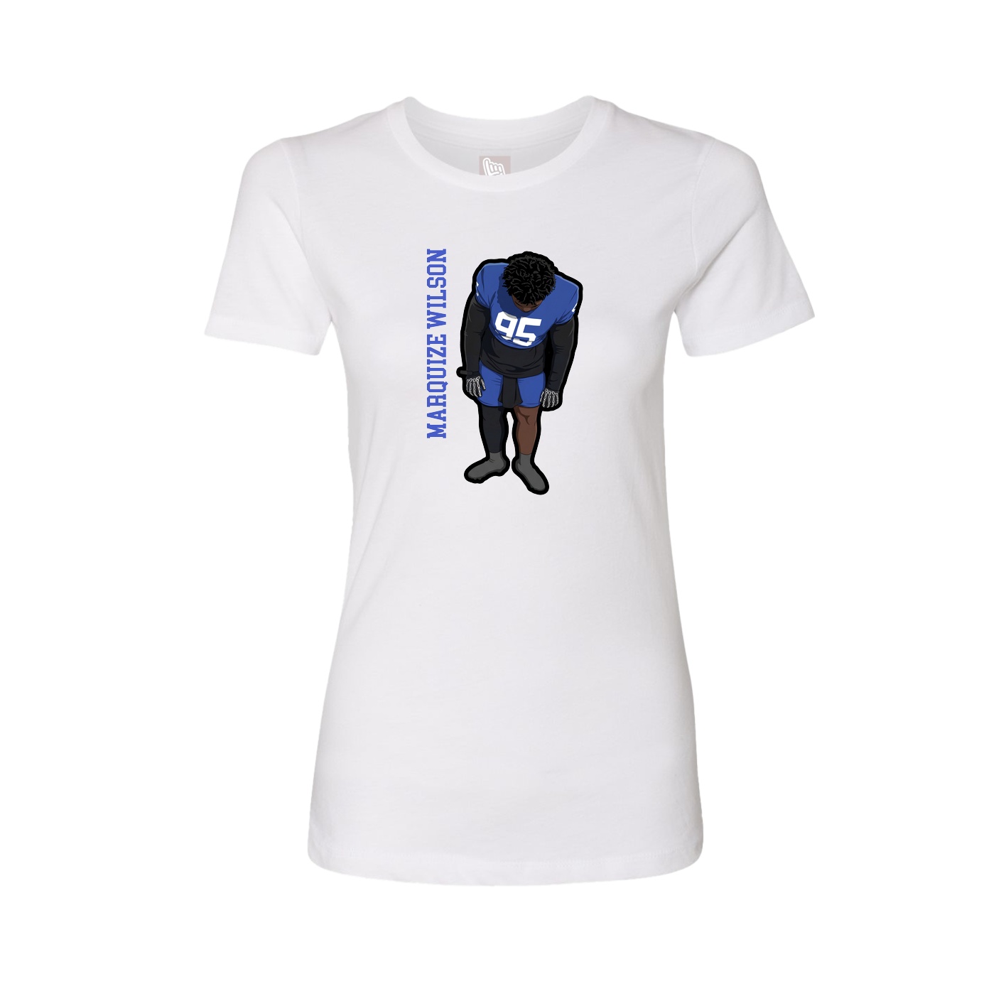Fitted Women's Tee — Name Vertical in White