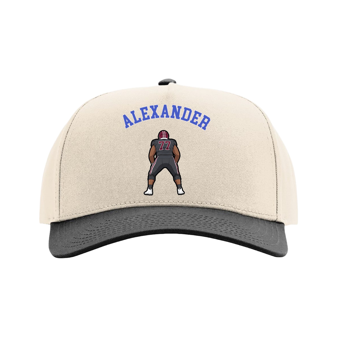 Full Fabric Five-Panel Champ Cap — Shirsey Arch in Cream/Black