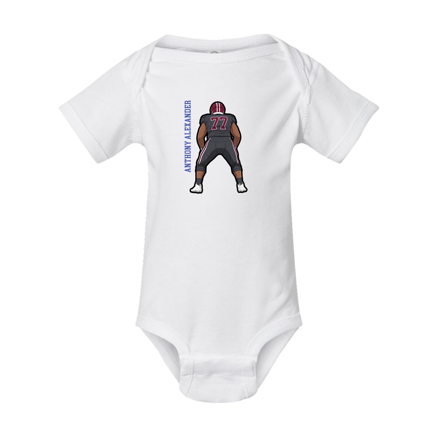 Baby Onesie — Name Vertical in White