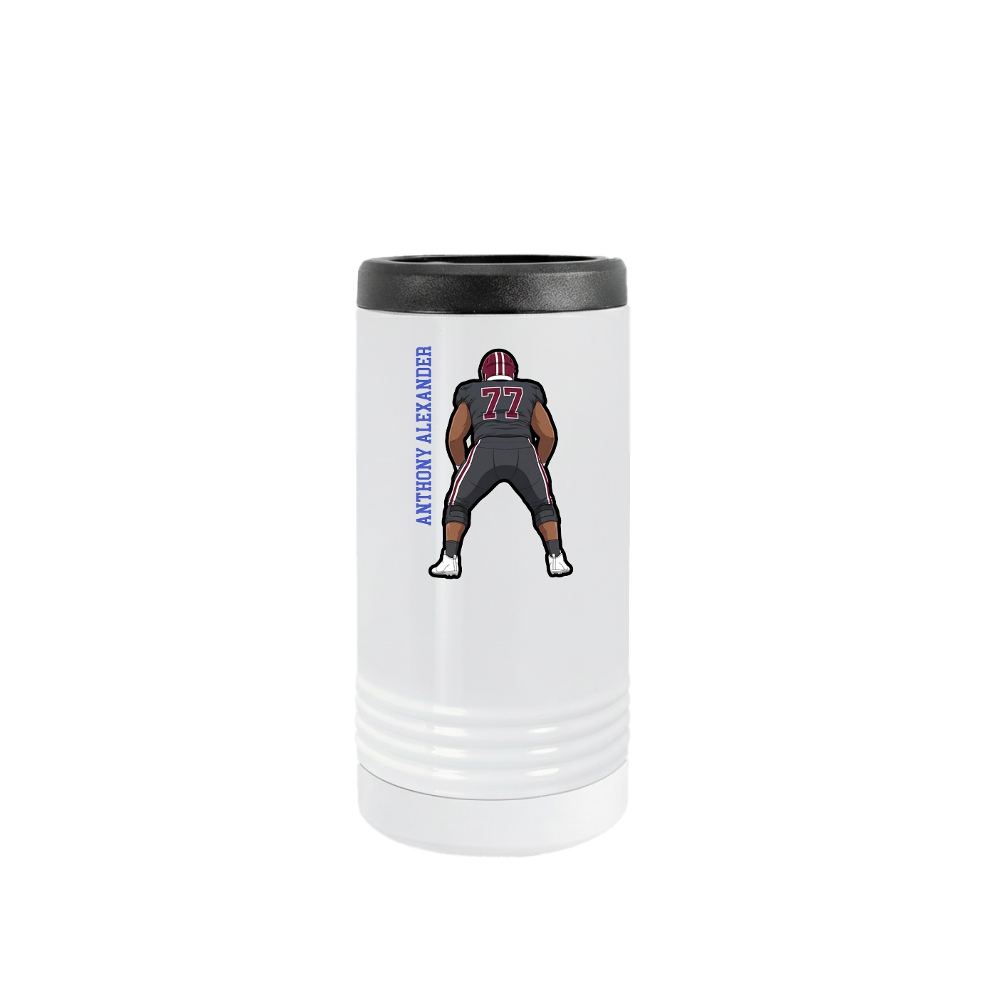 Slim Beverage Holder — Name Vertical in White