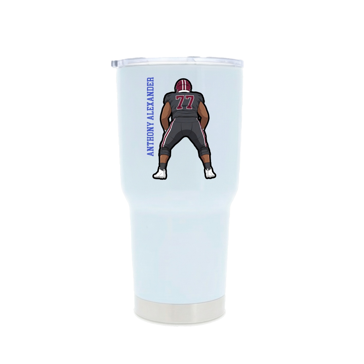 30oz Stainless Steel Tumbler — Name Vertical in White