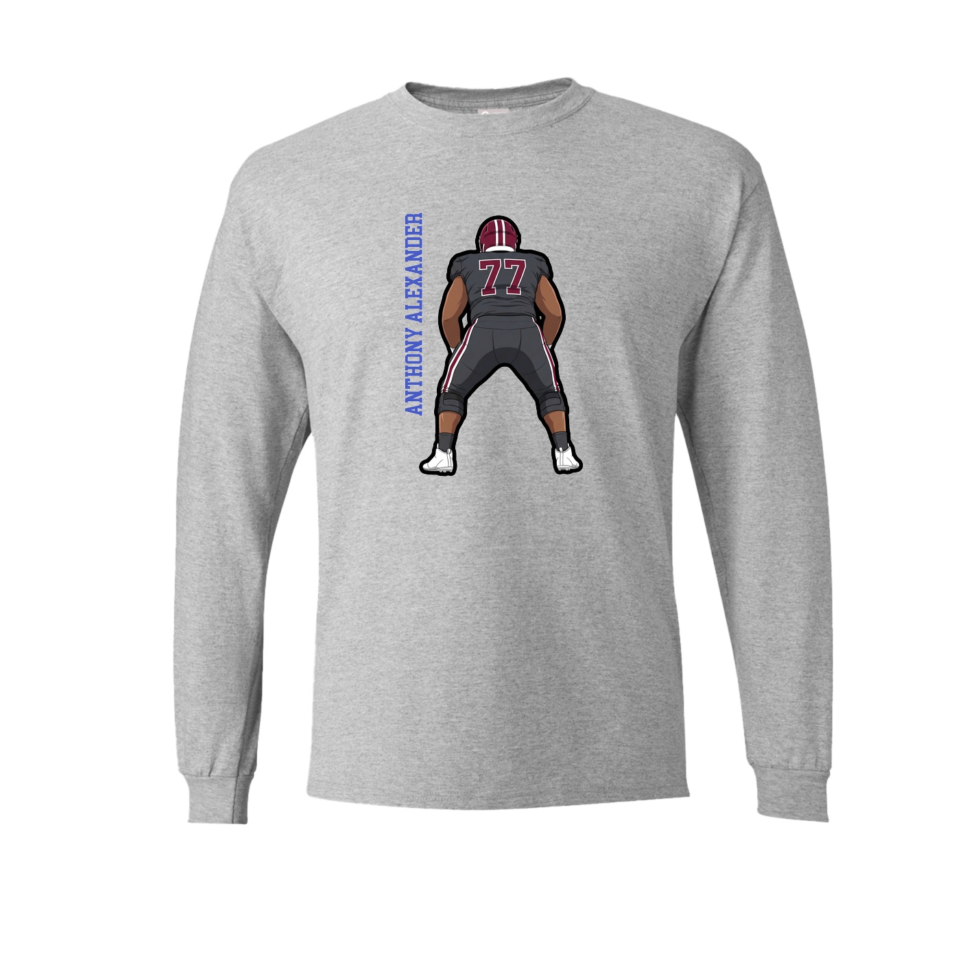 Long Sleeve Tee — Name Vertical in Grey
