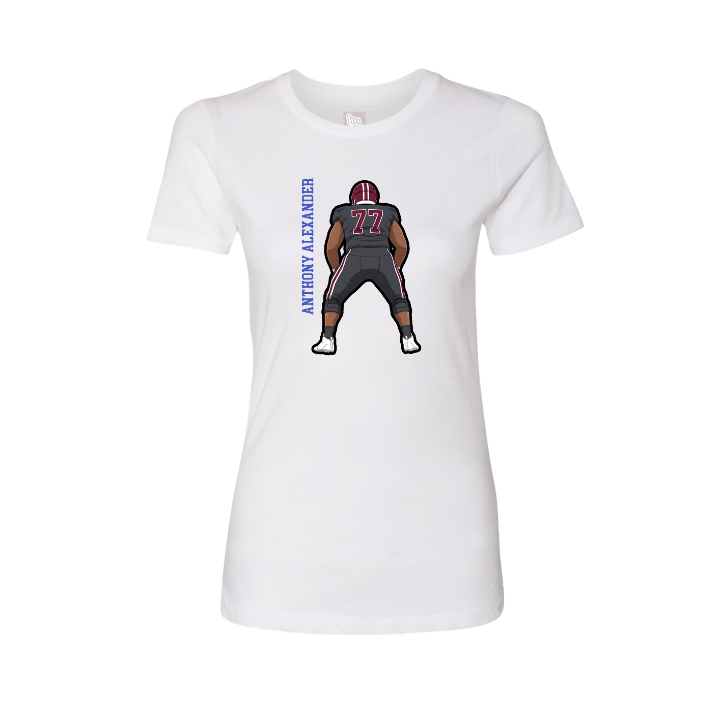 Womens Tee — Name Vertical in White