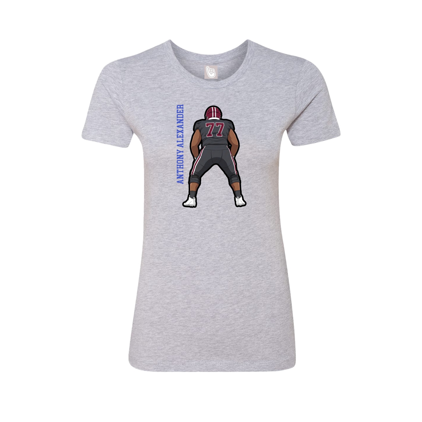 Fitted Women's Tee — Name Vertical in Grey