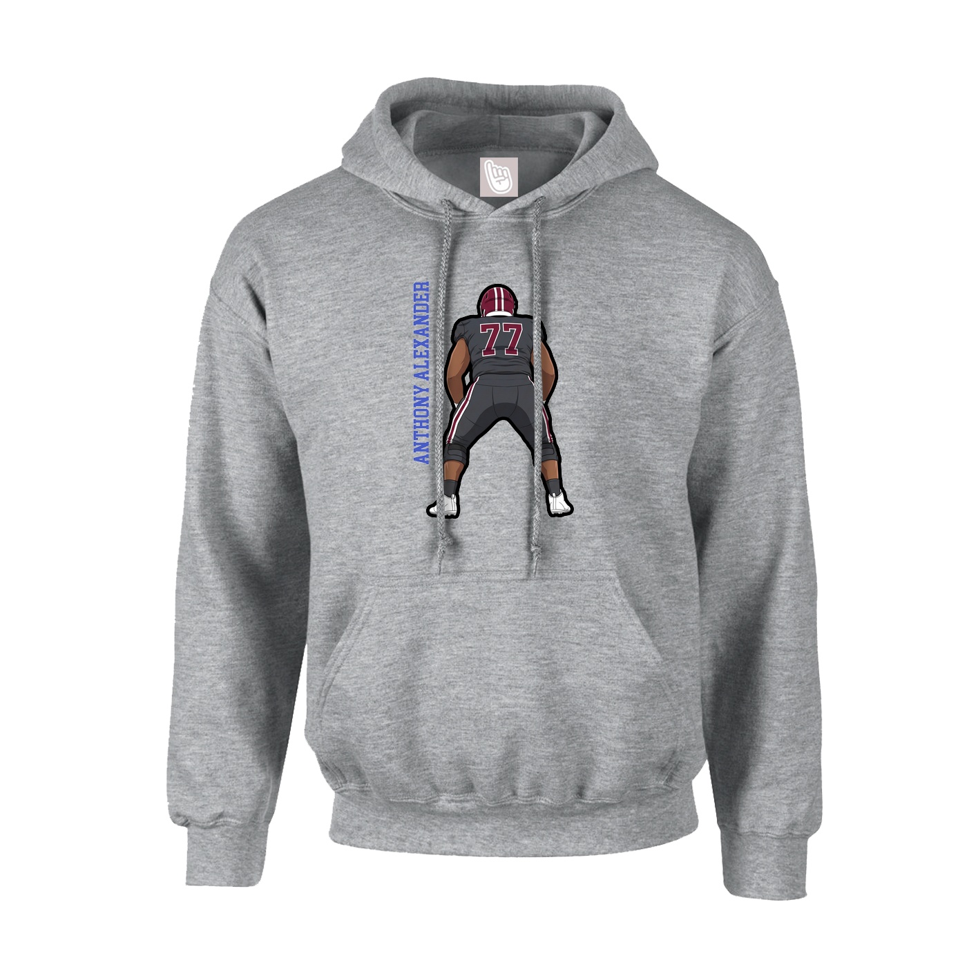 Hoodie — Name Vertical in Grey