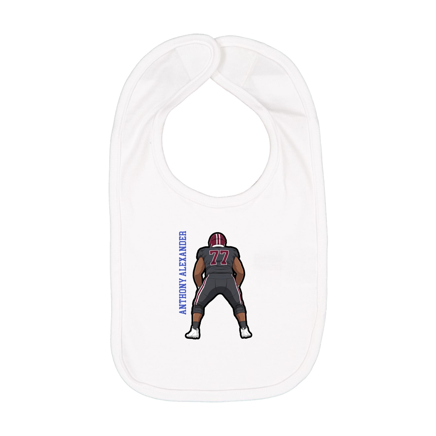 Infant Bib — Name Vertical in White