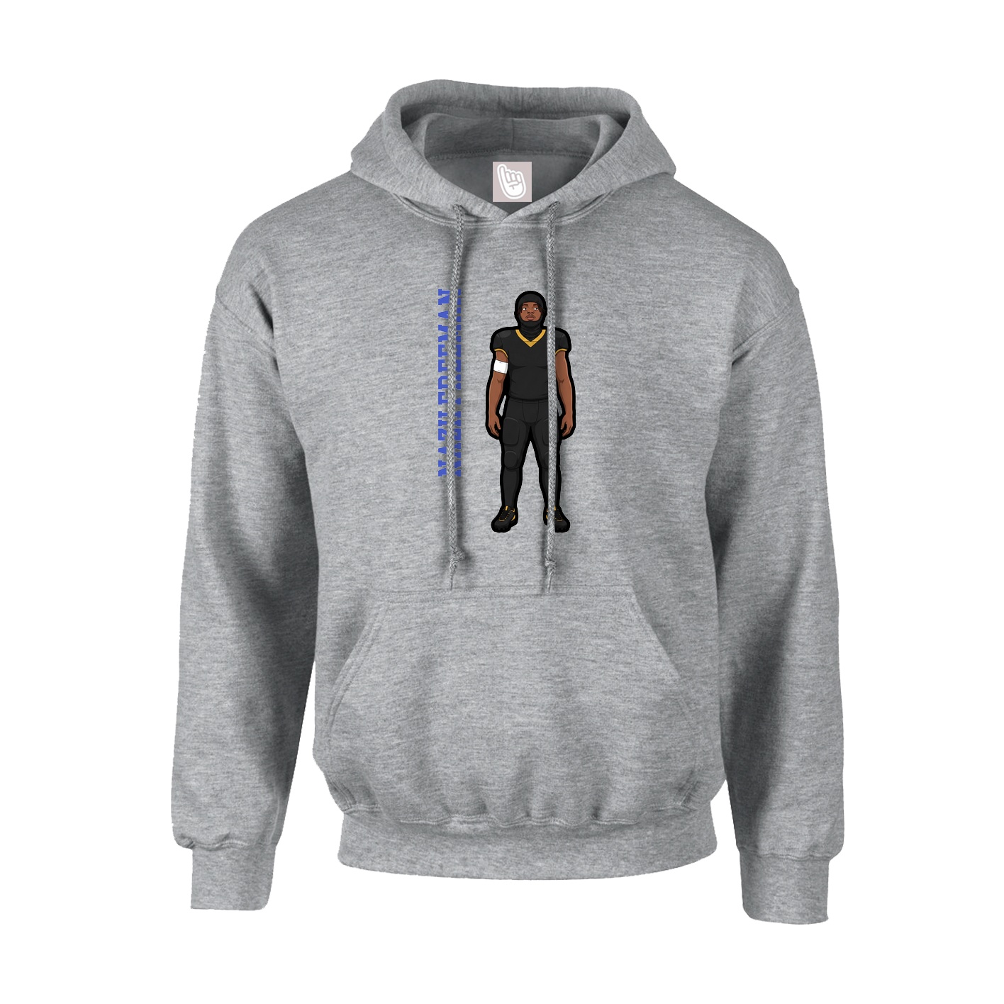 Youth Hoodie — Name Vertical in Grey