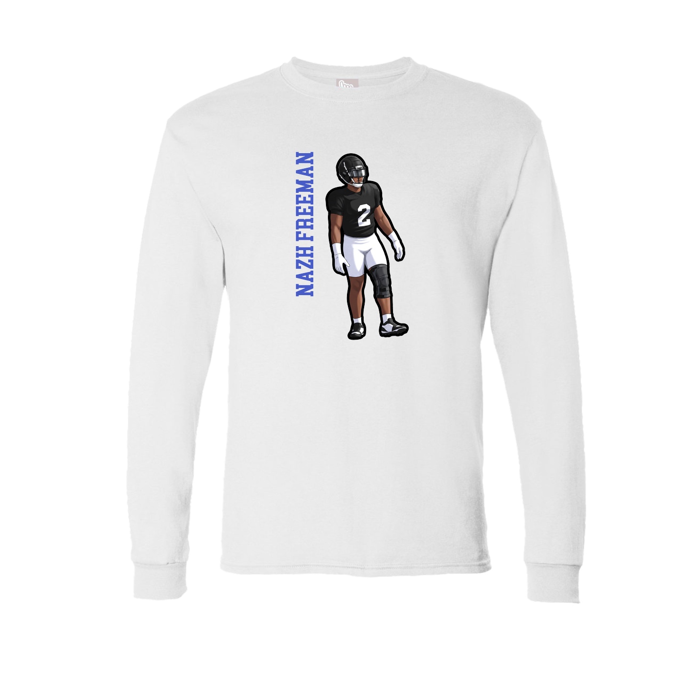 Long Sleeve Tee — Name Vertical in White