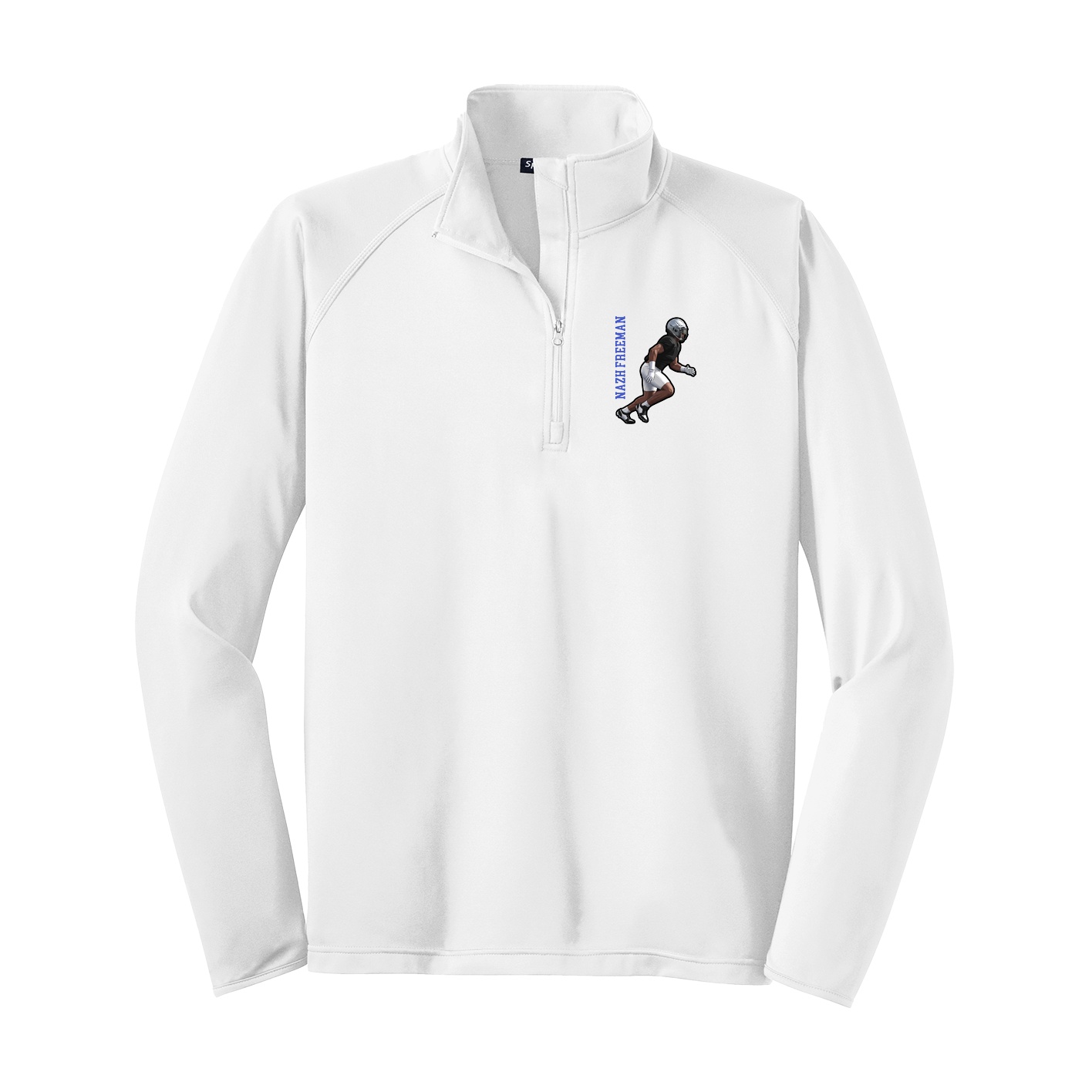 Q-Zip Pullover — Name Vertical in White